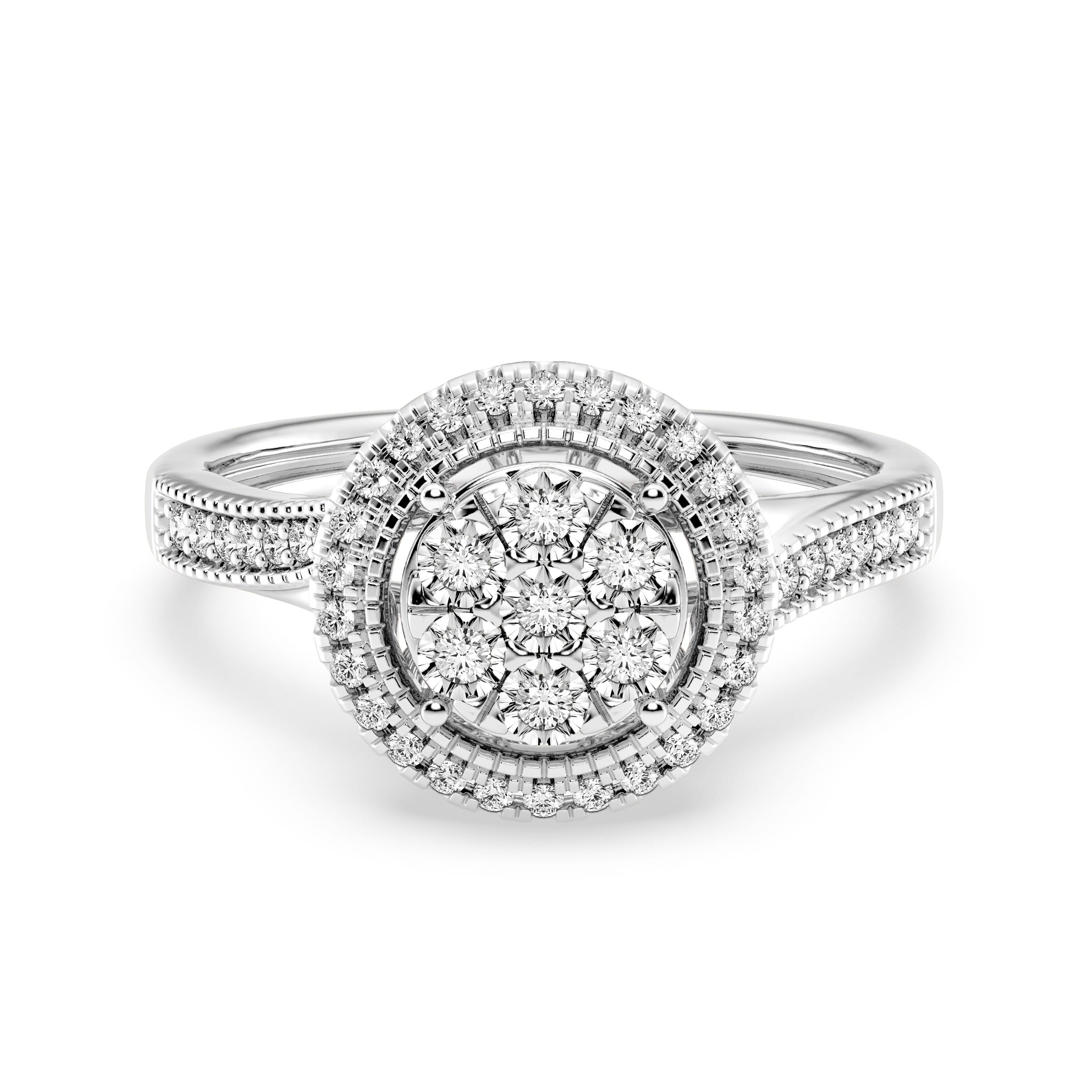 9ct White Gold Ladies Diamond Cluster Engagement Ring - 559JWR - WG The_Diamond_box_South_Africa