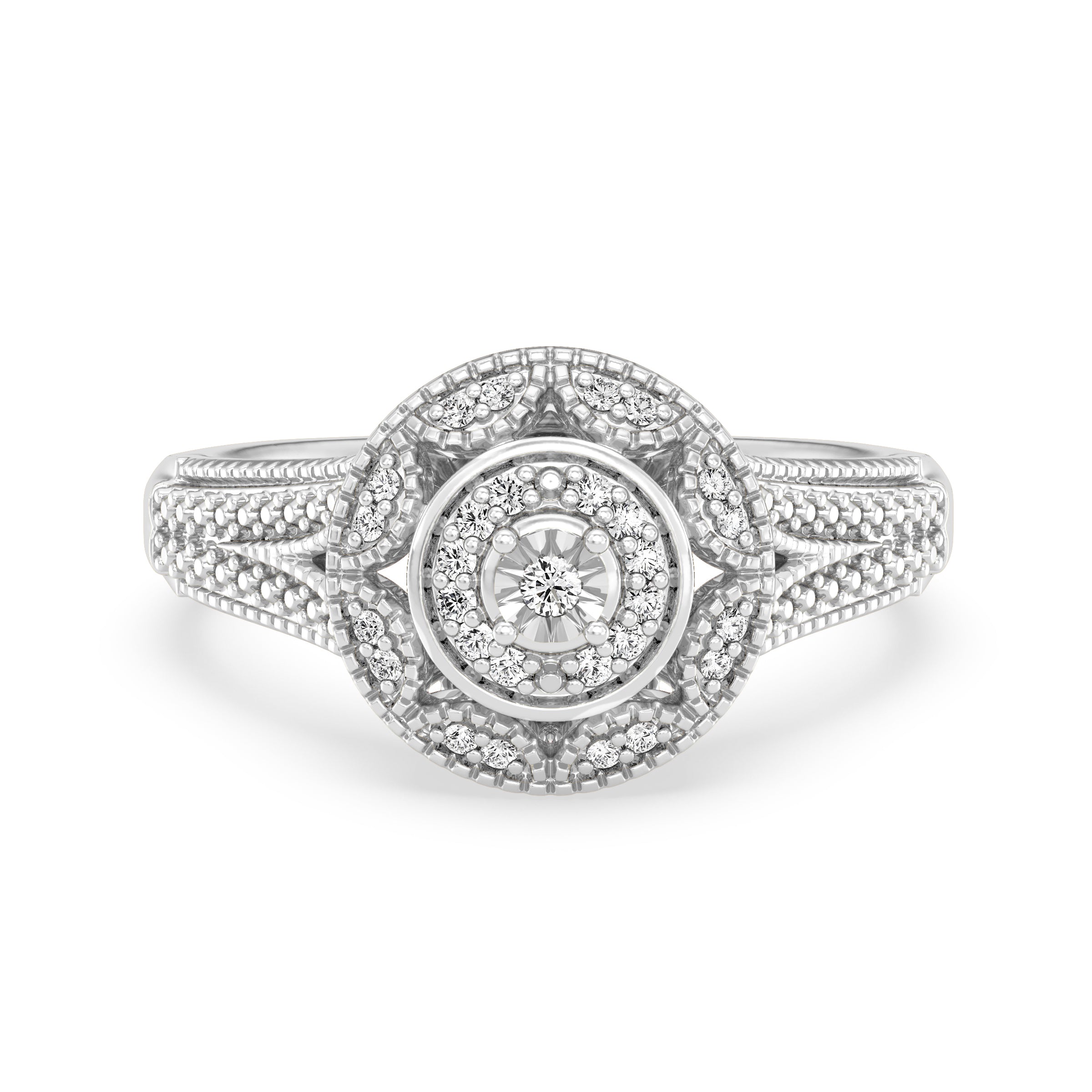 9ct White Gold Ladies Diamond Cluster Engagement Ring - 562JWR - WG The_Diamond_box_South_Africa