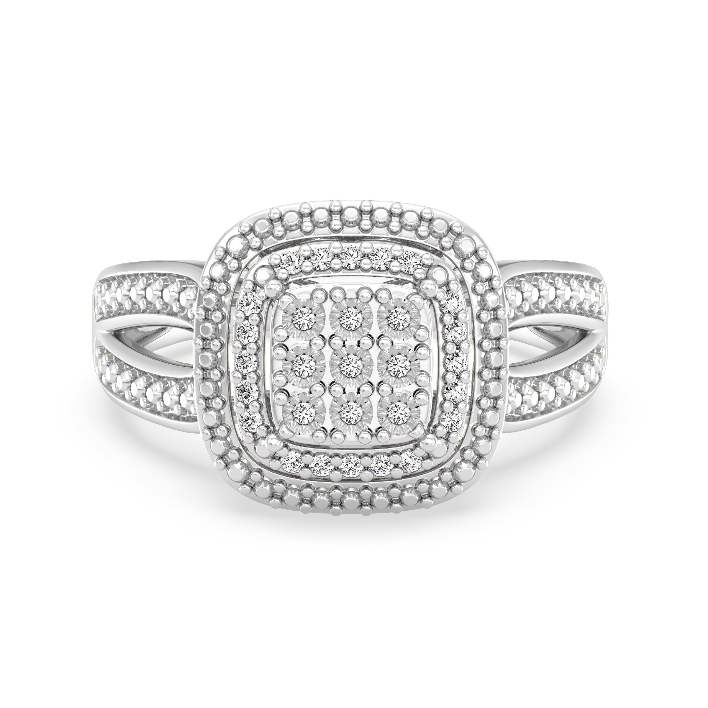 9ct White Gold Ladies Diamond Cluster Engagement Ring - 591JWR - WG The_Diamond_box_South_Africa