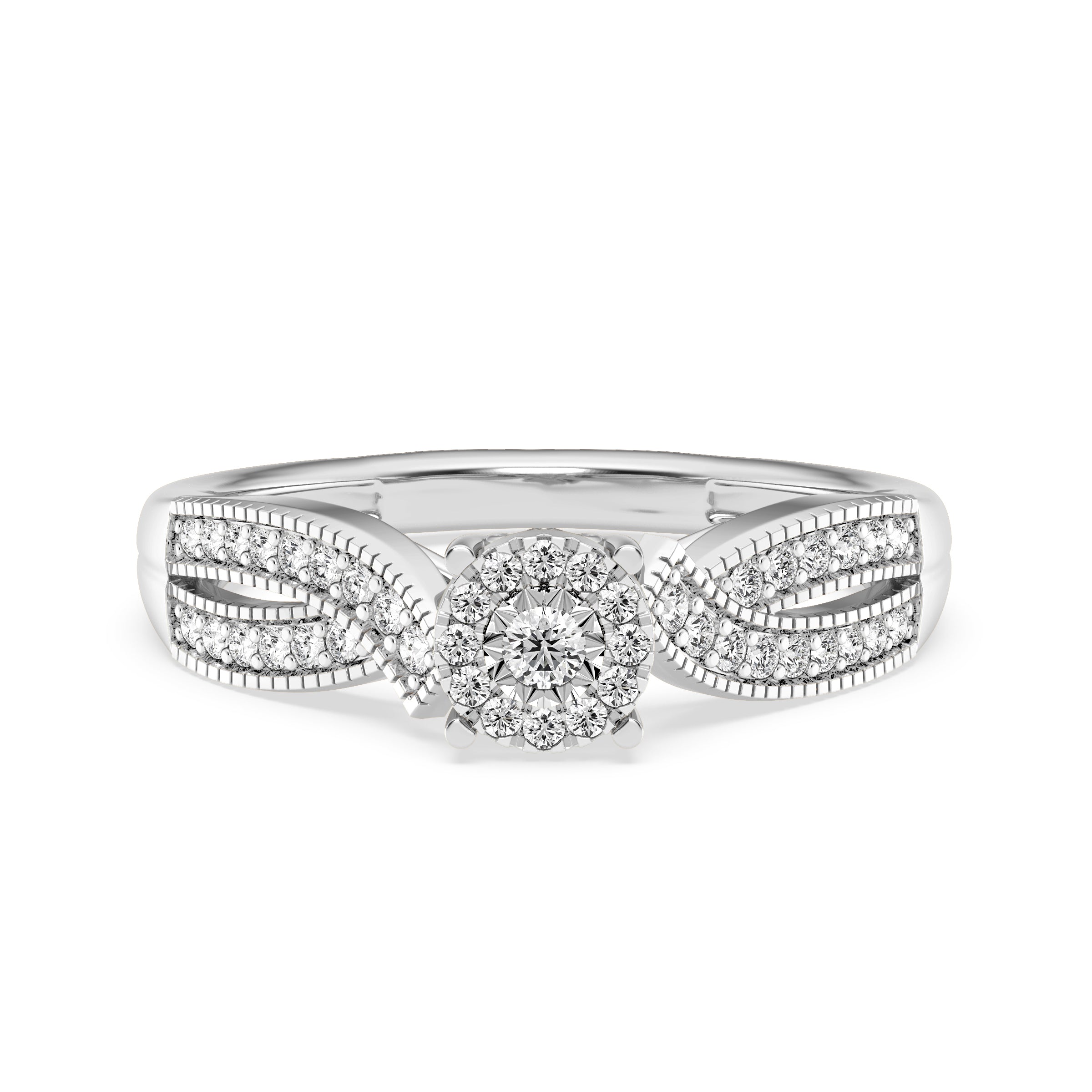 9ct Rose Gold Ladies Diamond Cluster Engagement Ring - 592JWR - WG The_Diamond_box_South_Africa