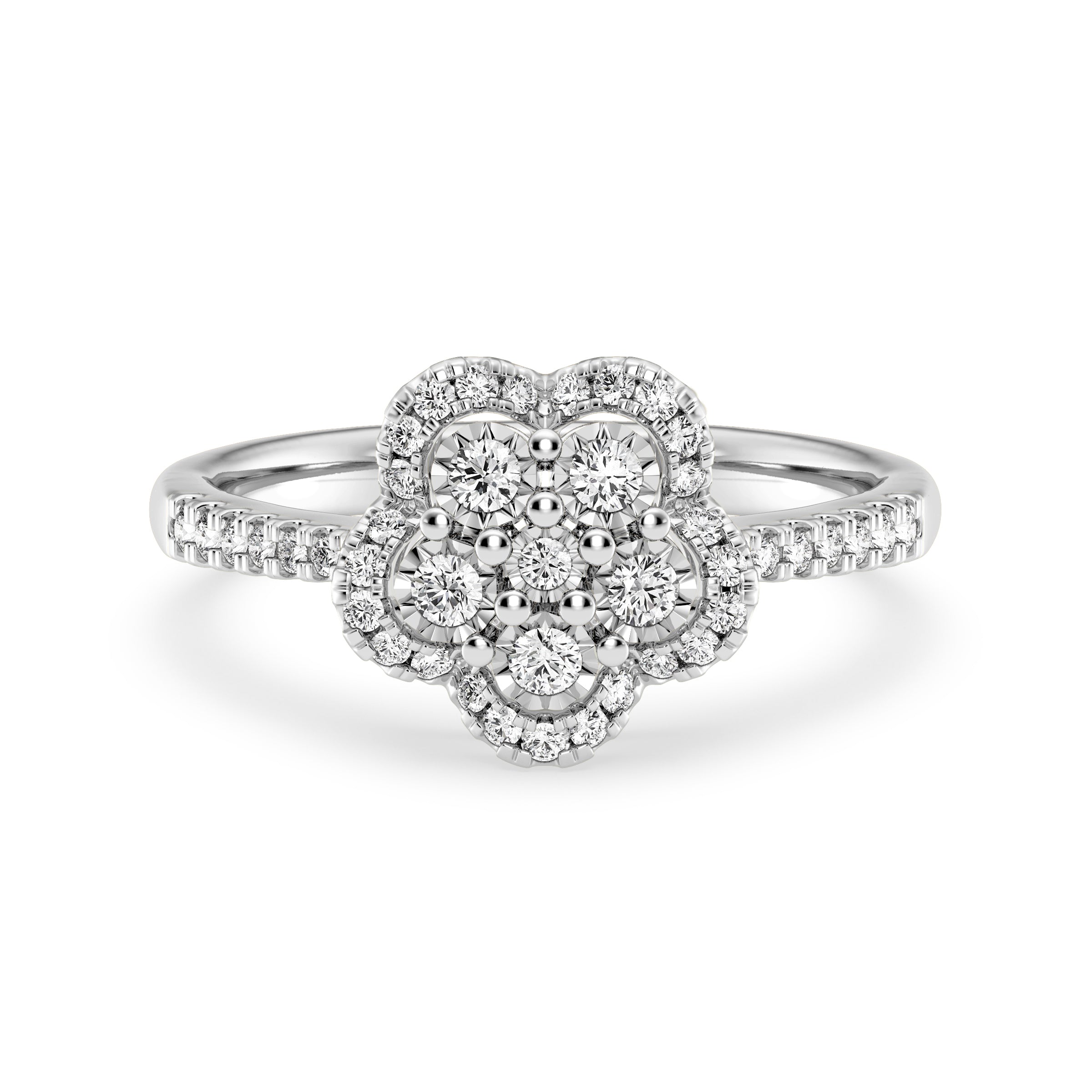 9ct White Gold Ladies Diamond Cluster Engagement Ring - 590JWR - WG The_Diamond_box_South_Africa