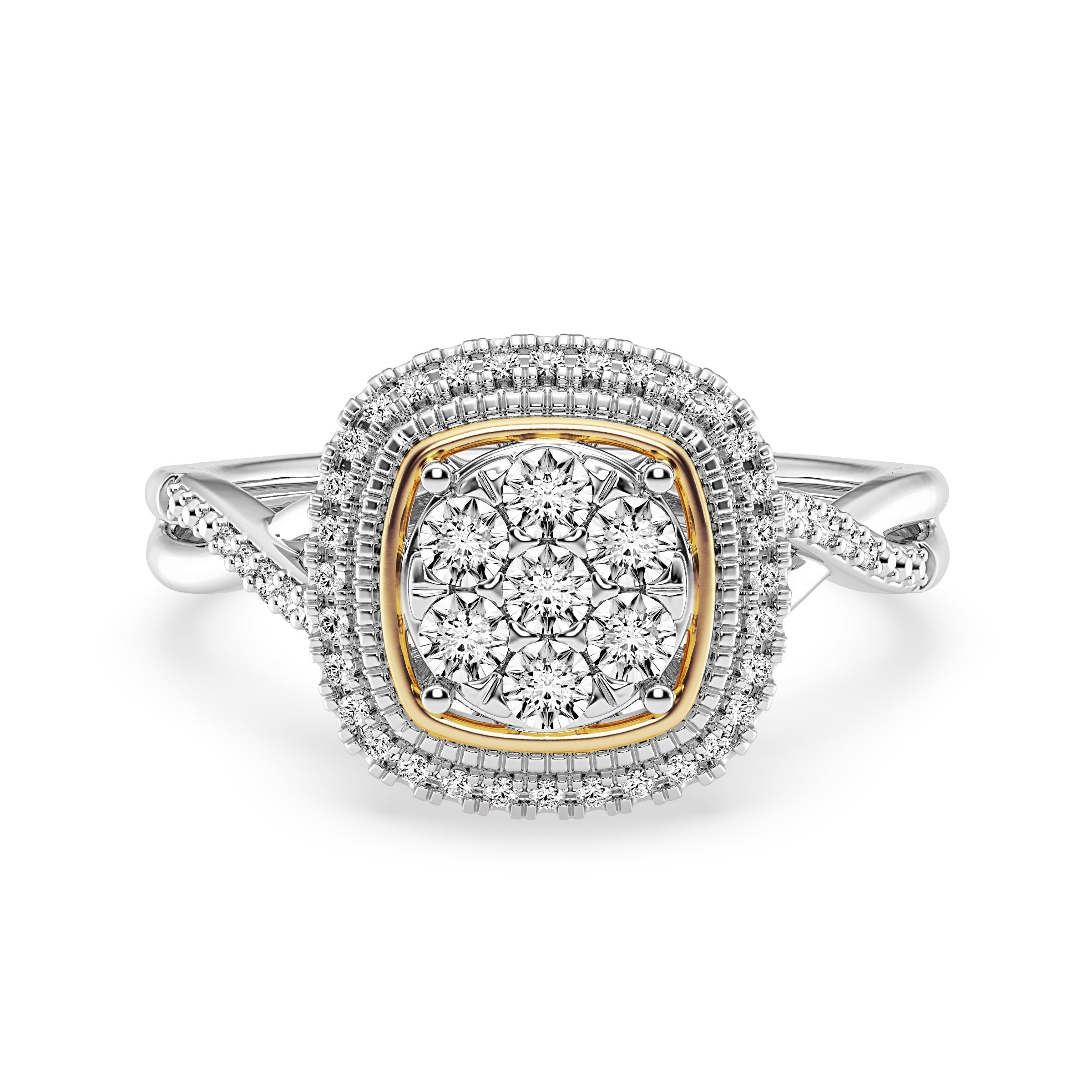 9ct Rose Gold Ladies Diamond Cluster Engagement Ring - 602JWR - WG The_Diamond_box_South_Africa