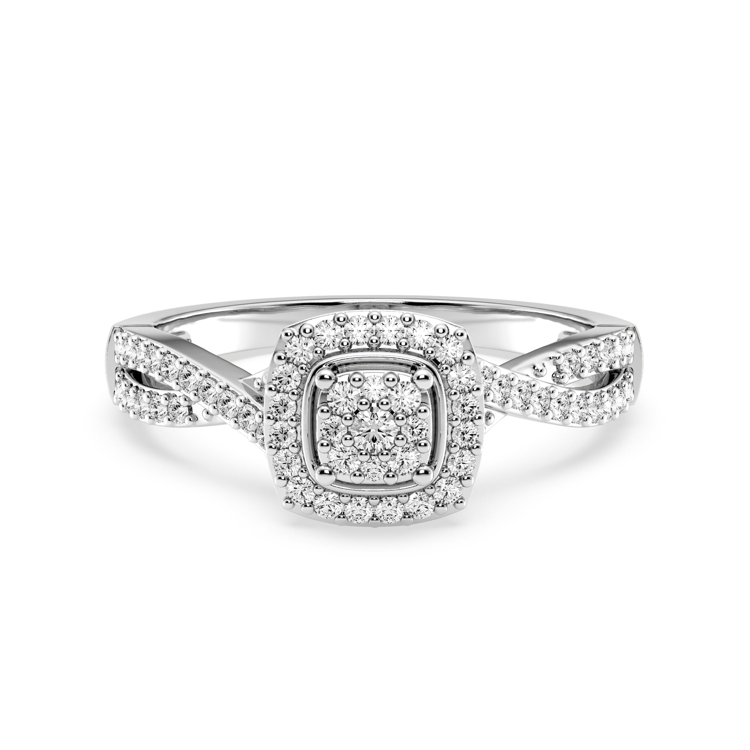 9ct White Gold Ladies Diamond Cluster Engagement Ring The_Diamond_box_South_Africa