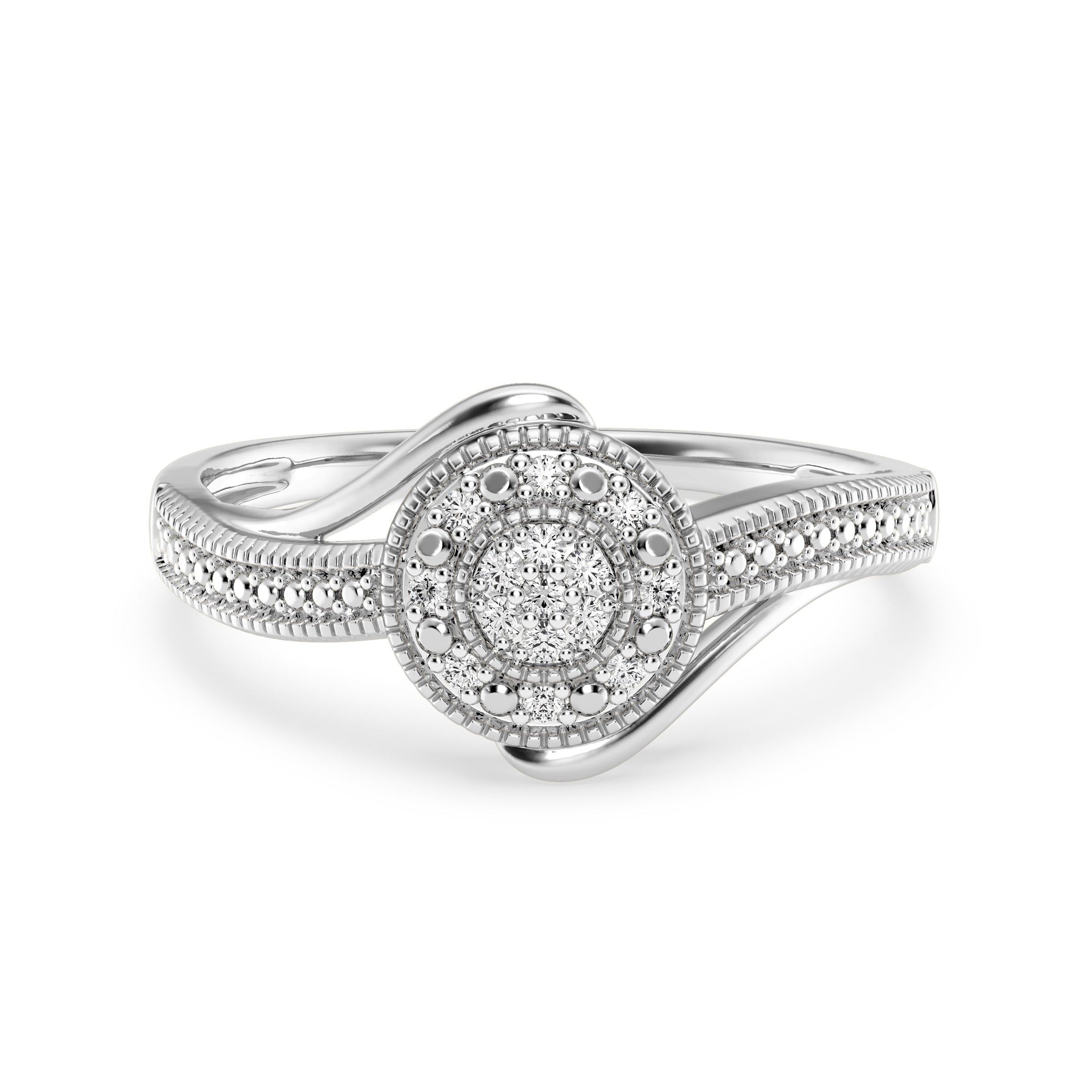 9ct White Gold Ladies Diamond Cluster Engagement Ring - 635JWR - WG The_Diamond_box_South_Africa
