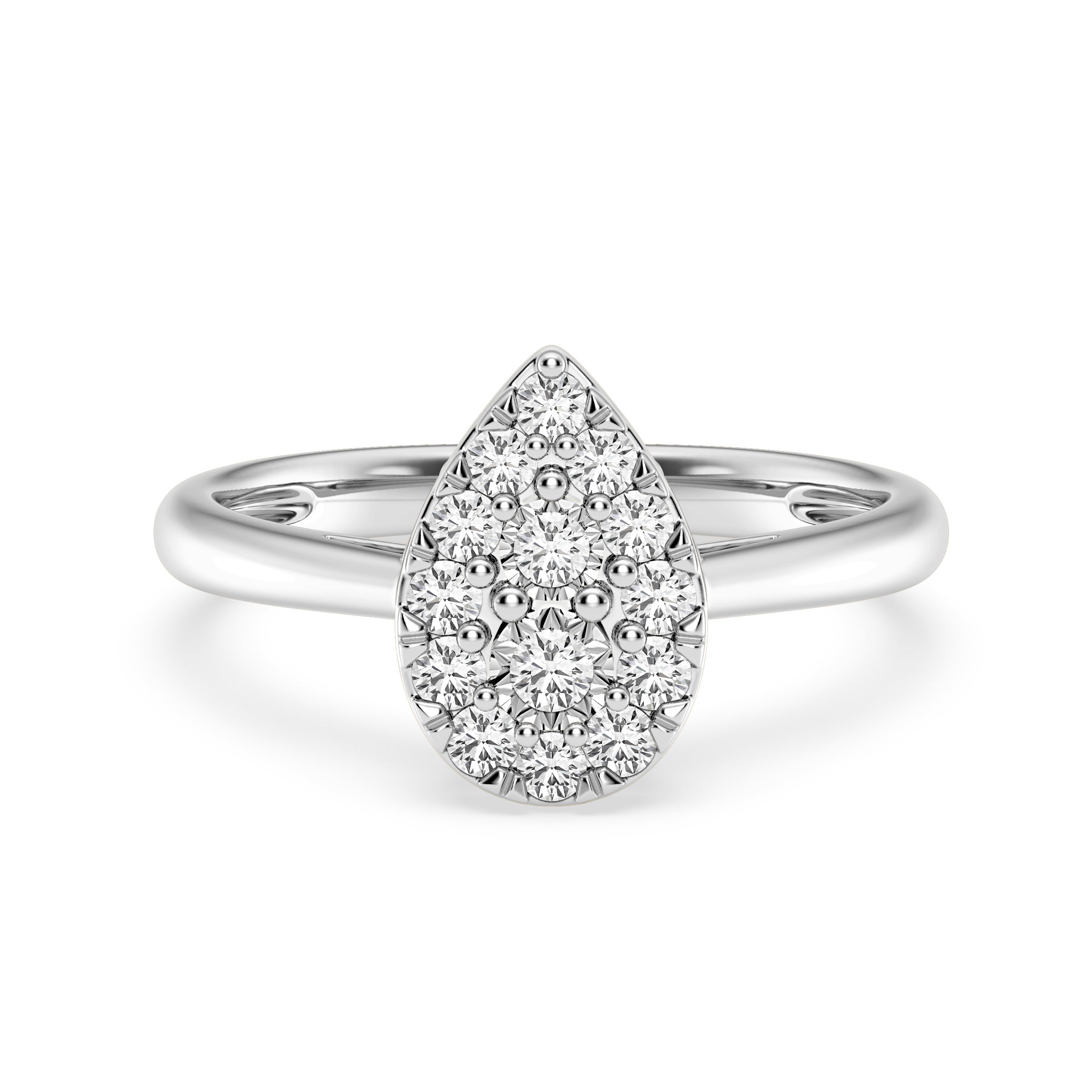 9ct White Gold Ladies Diamond Cluster Engagement Ring - 598JWR - WG The_Diamond_box_South_Africa