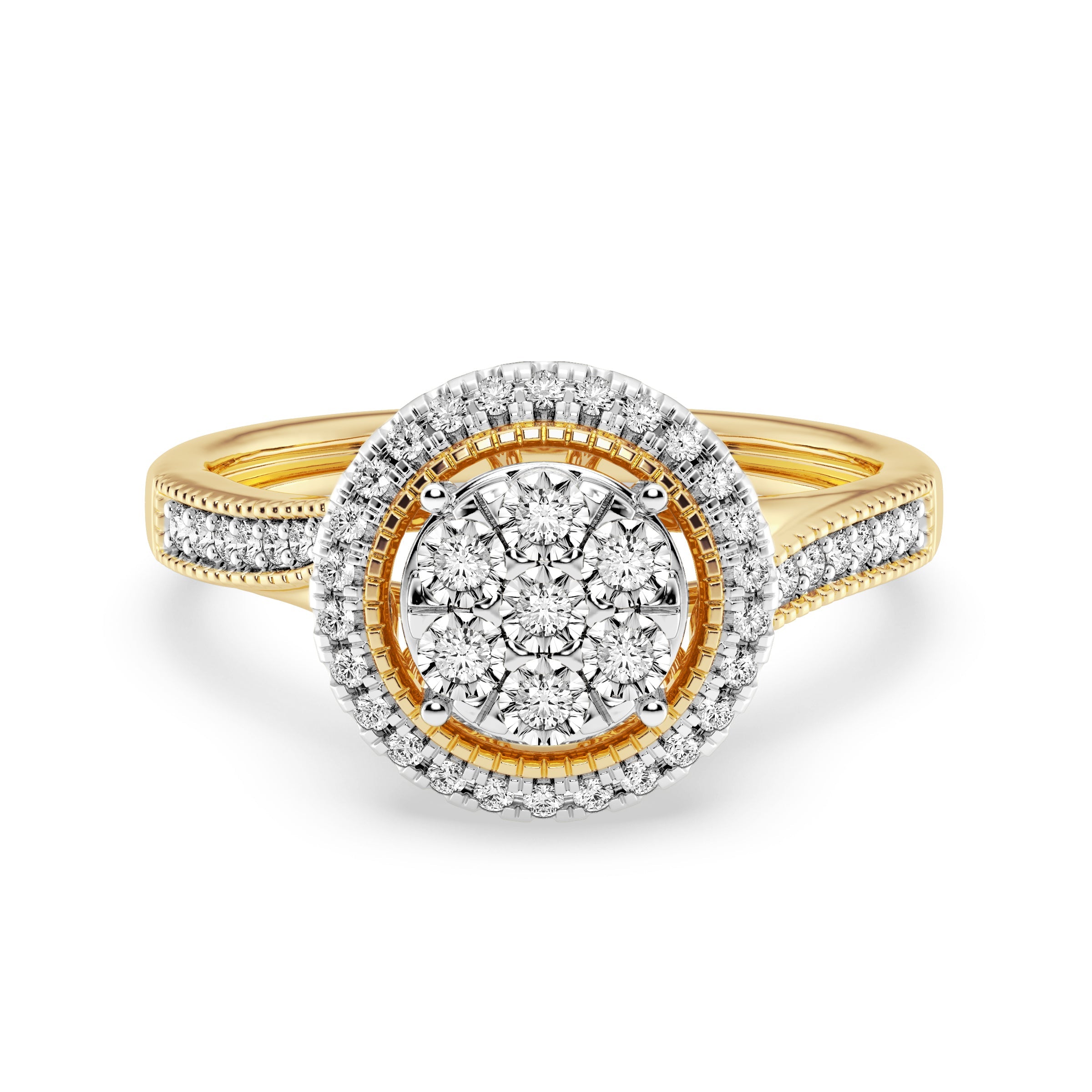 9ct Yellow Gold Ladies Diamond Cluster Engagement Ring - 559JWR - YG The_Diamond_box_South_Africa