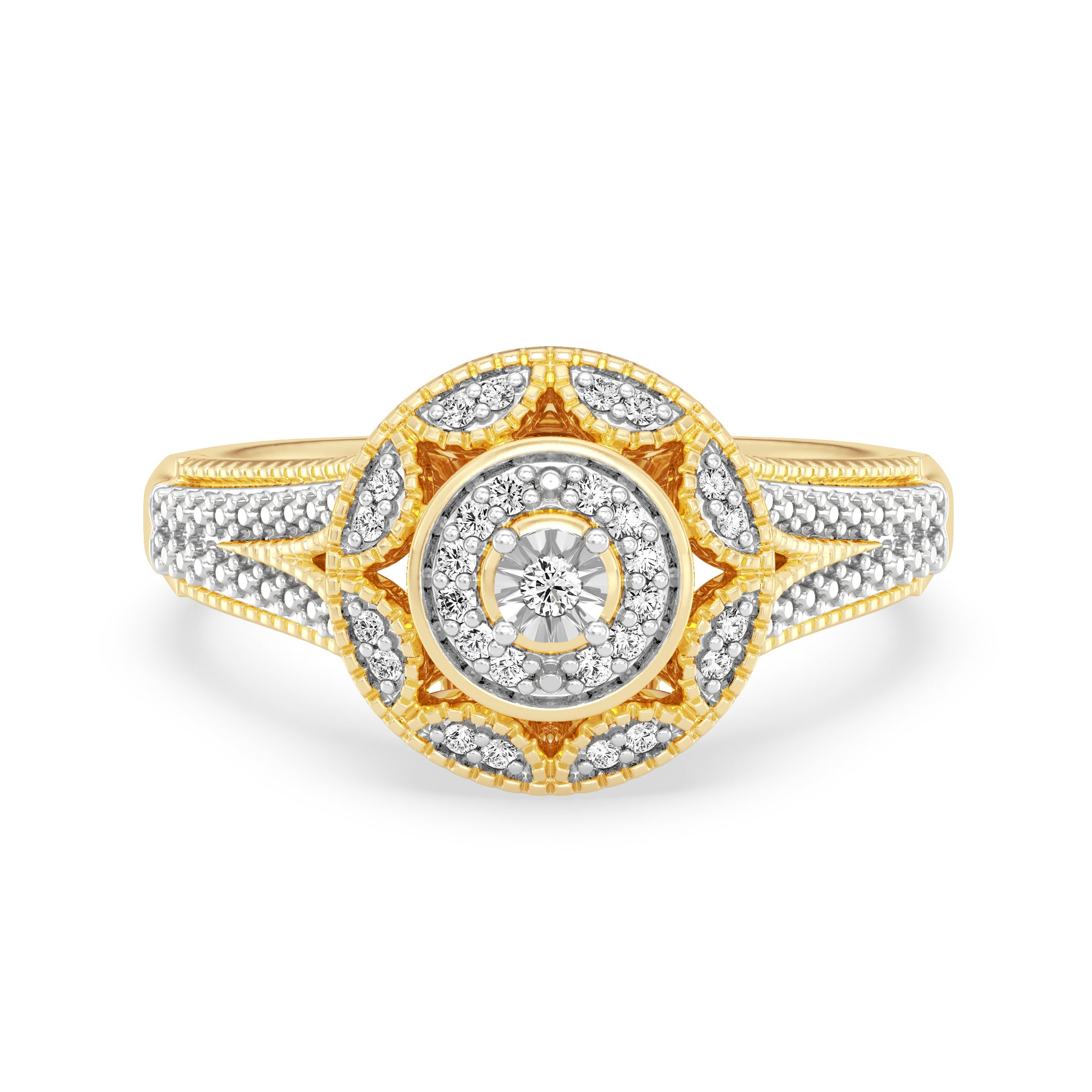 9ct Yellow Gold Ladies Diamond Cluster Engagement Ring - 562JWR - YG The_Diamond_box_South_Africa