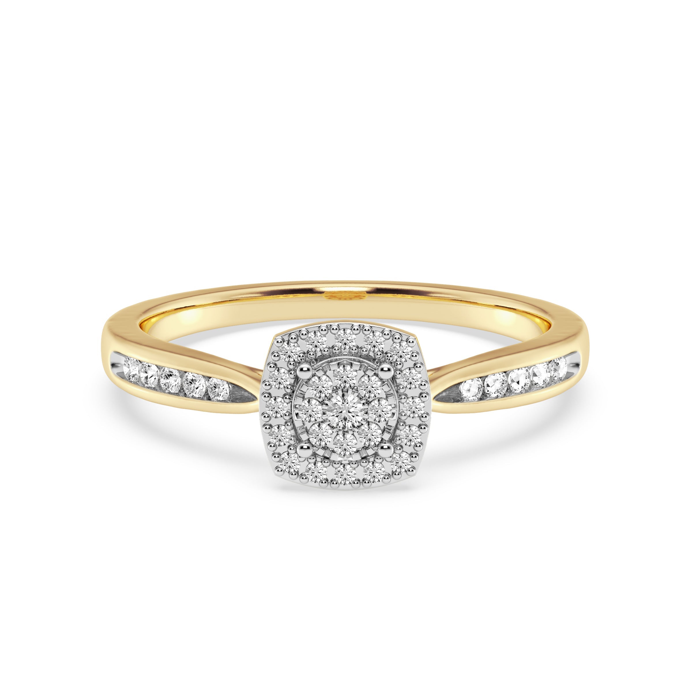 9ct Yellow Gold Ladies Diamond Cluster Engagement Ring The_Diamond_box_South_Africa