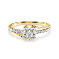 9ct Yellow Gold Ladies Diamond Cluster Engagement Ring - 576JWR - YG