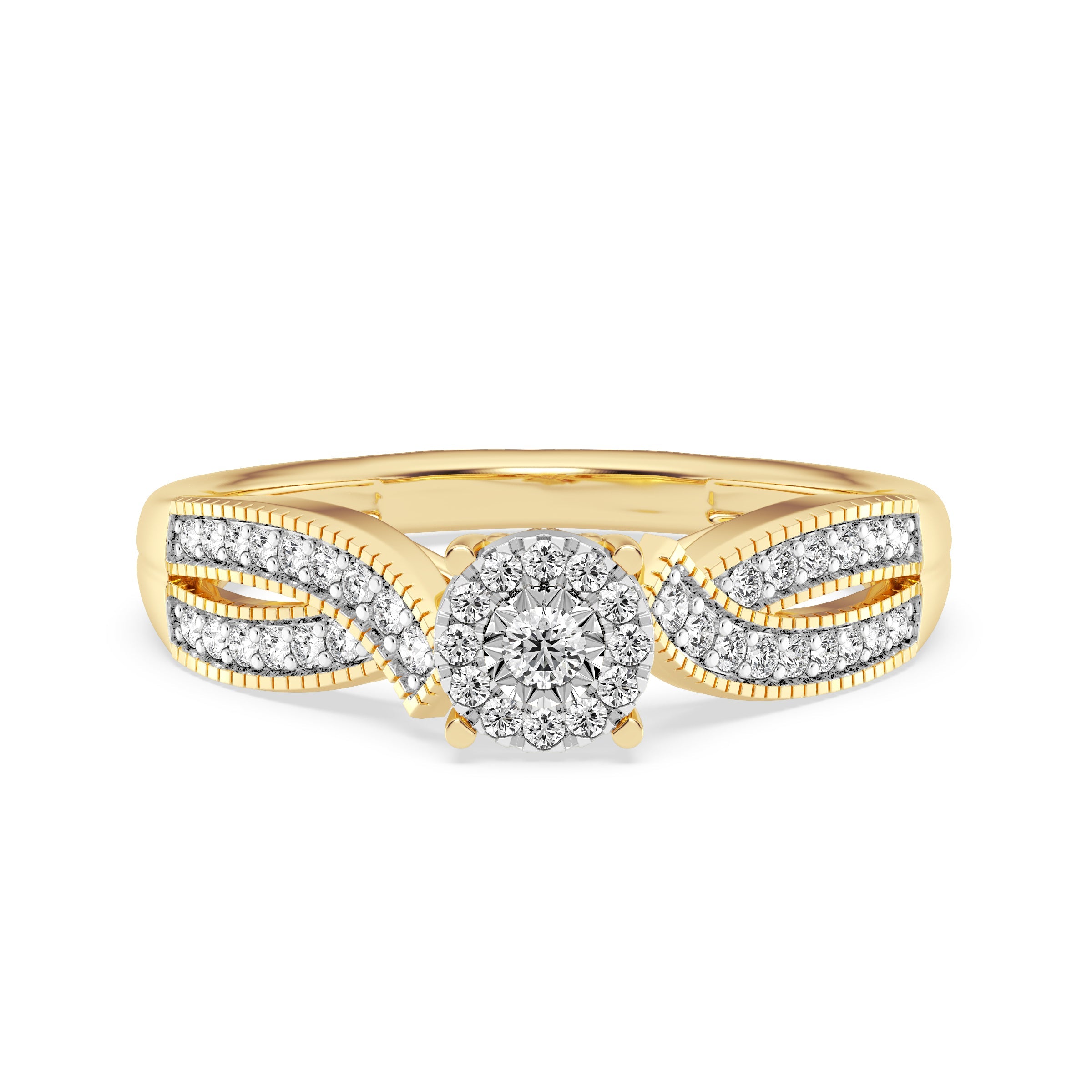 9ct Yellow Gold Ladies Diamond Cluster Engagement Ring - 592JWR - YG The_Diamond_box_South_Africa