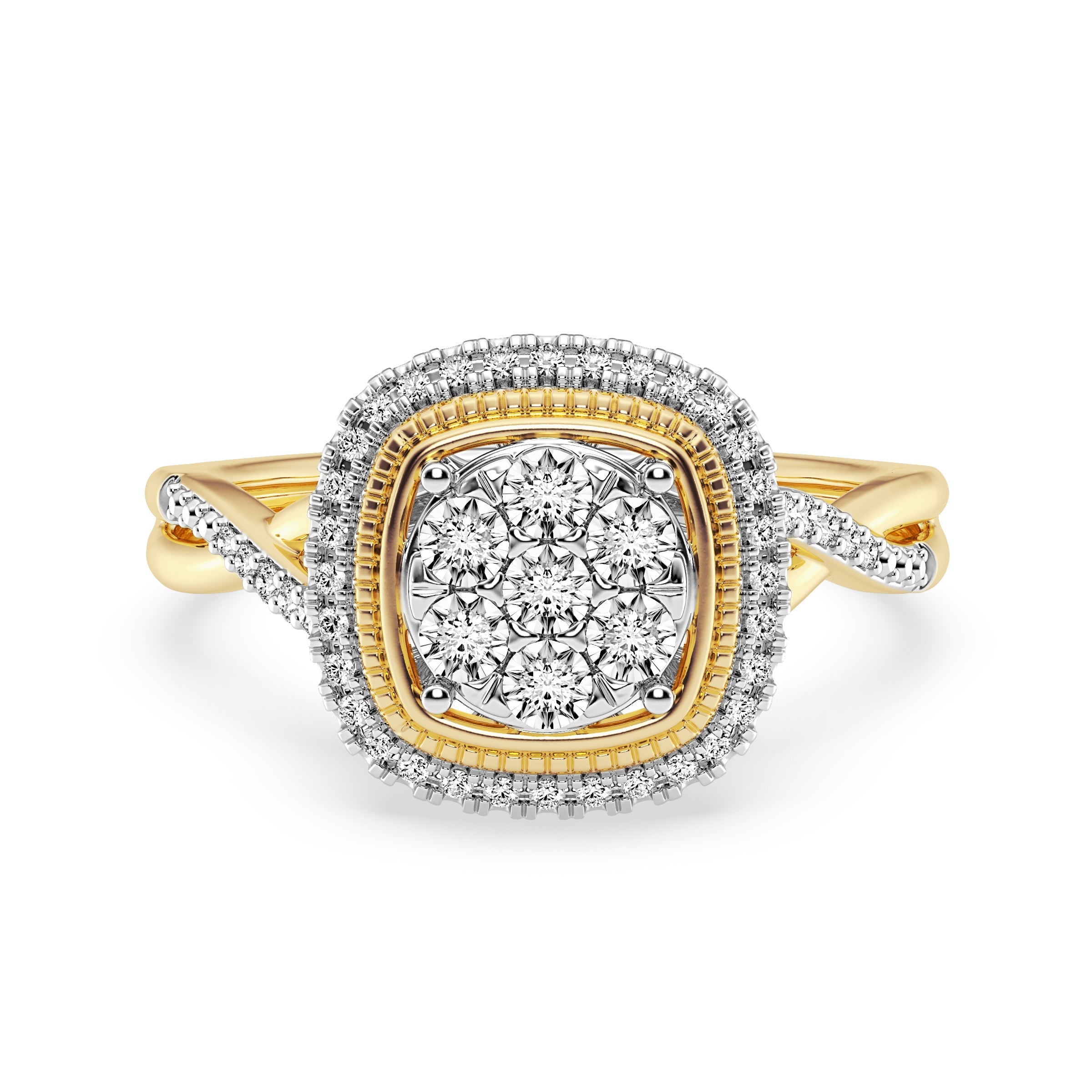 9ct Yellow Gold Ladies Diamond Cluster Engagement Ring - 602JWR - YG The_Diamond_box_South_Africa