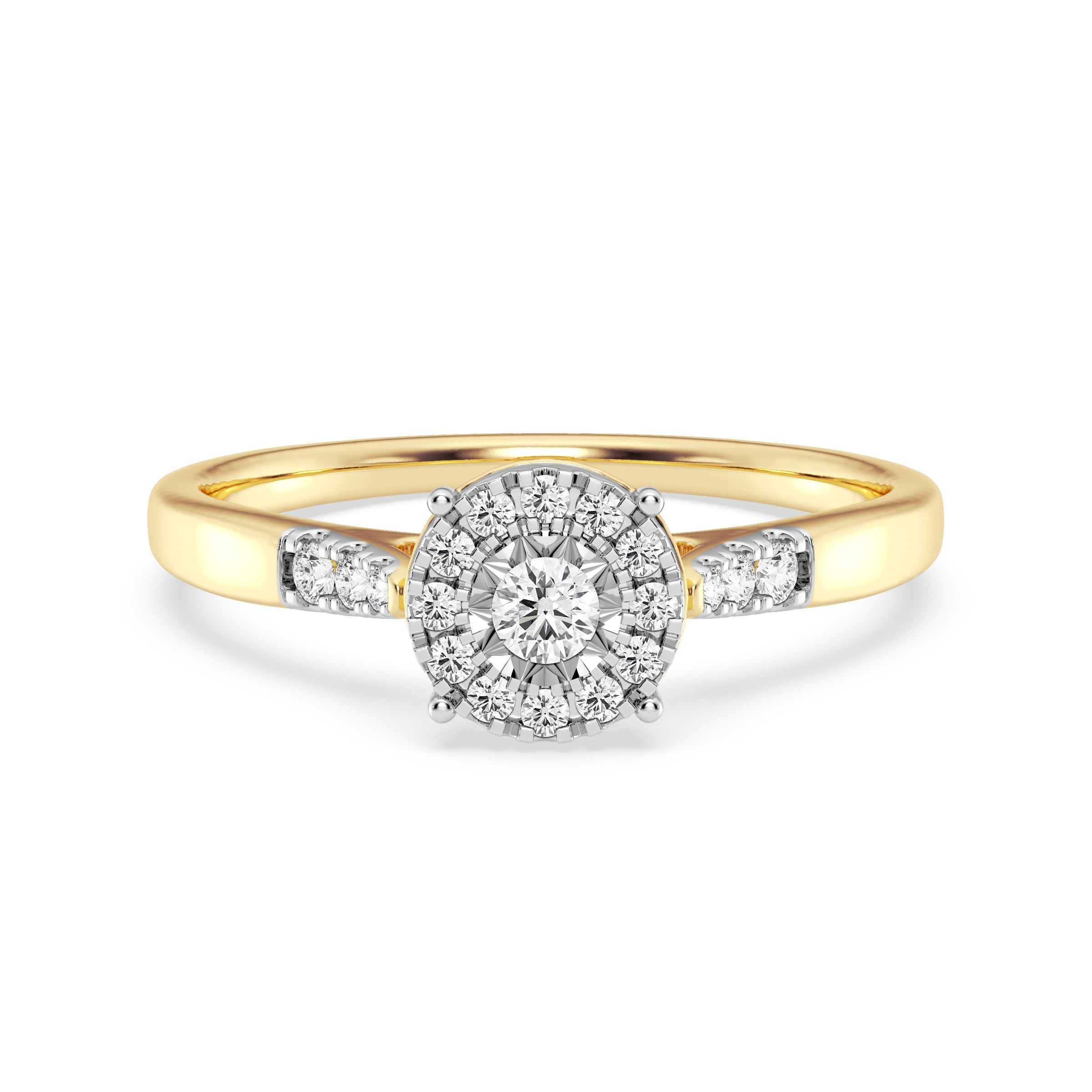 9ct Yellow Gold Ladies Diamond Cluster Engagement Ring The_Diamond_box_South_Africa