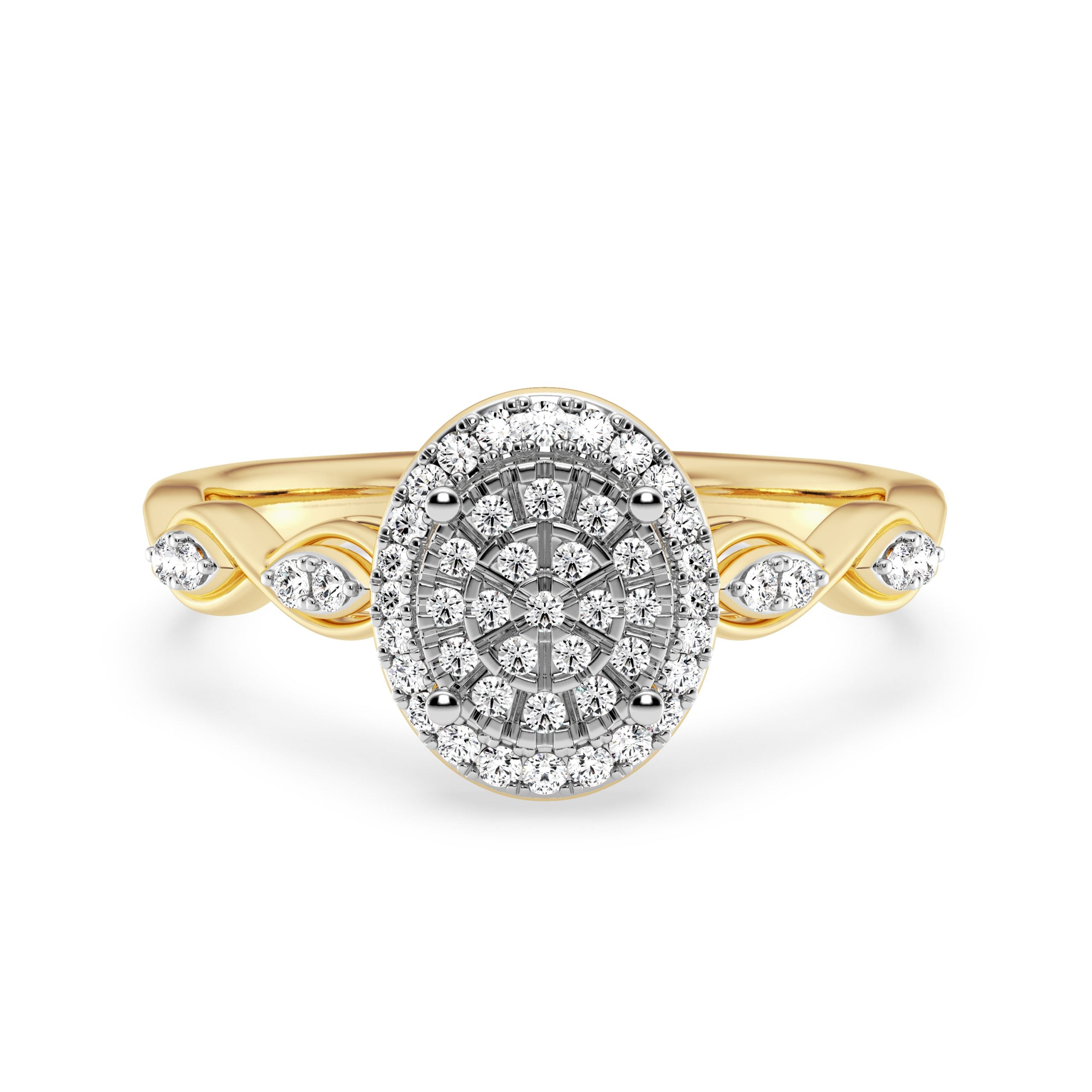 9ct Yellow Gold Ladies Diamond Cluster Engagement Ring The_Diamond_box_South_Africa