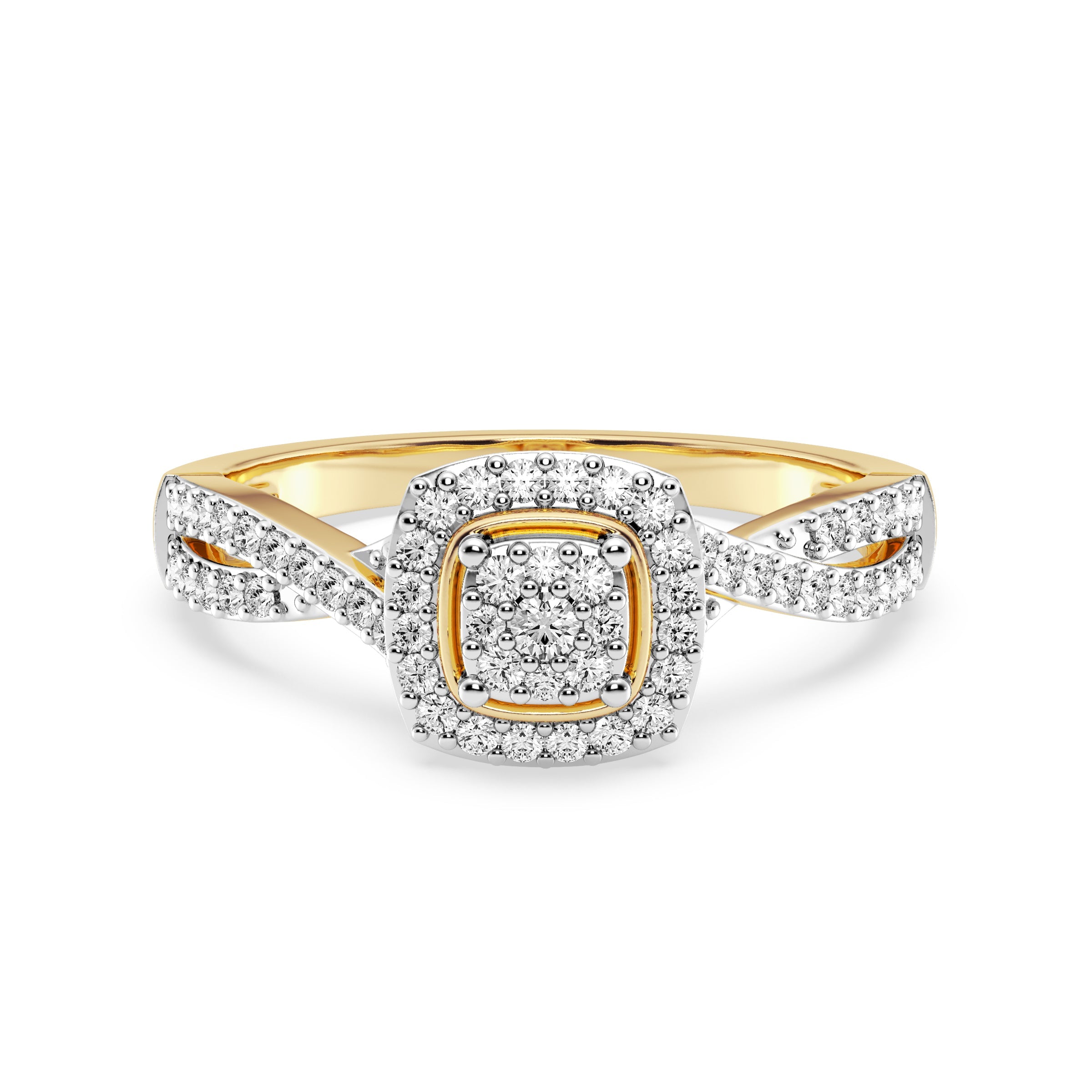 9ct Yellow Gold Ladies Diamond Cluster Engagement Ring The_Diamond_box_South_Africa