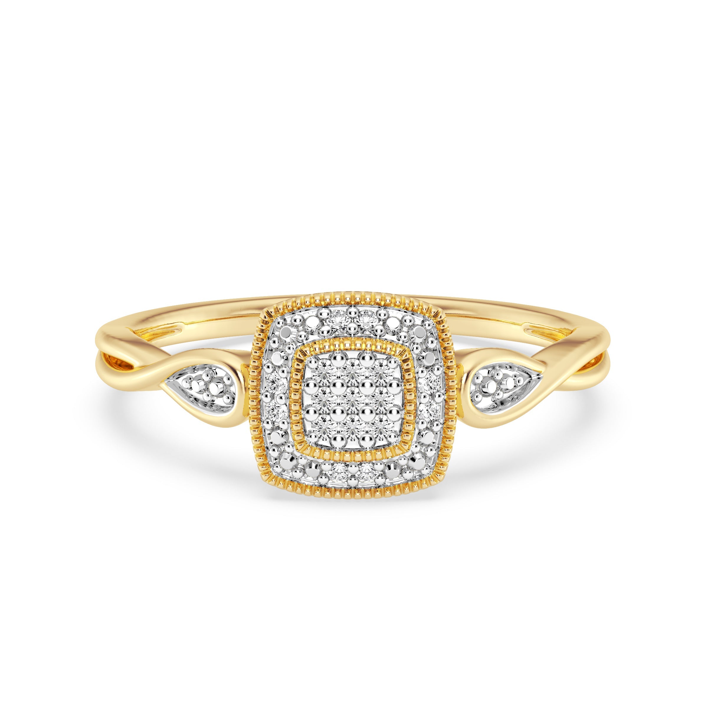 9ct Yellow Gold Ladies Diamond Cluster Engagement Ring The_Diamond_box_South_Africa