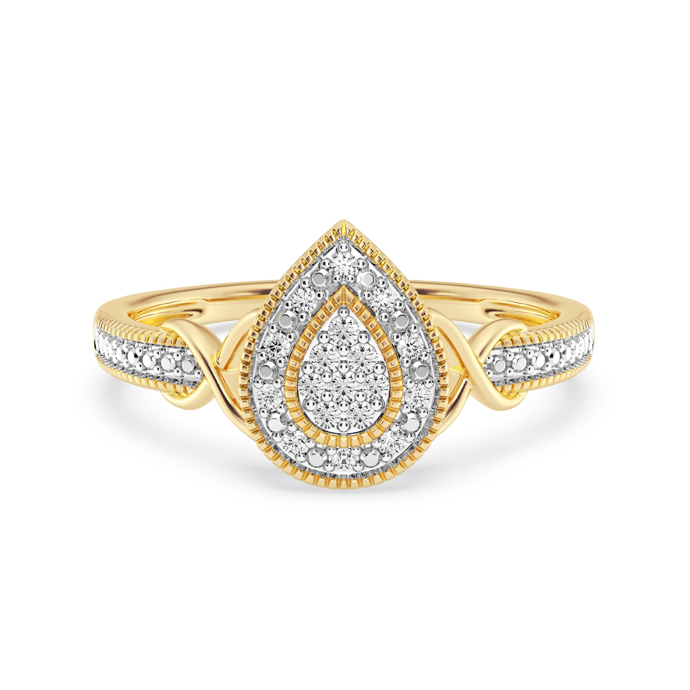 9ct Yellow Gold Ladies Diamond Cluster Engagement Ring - 632JWR - YG The_Diamond_box_South_Africa