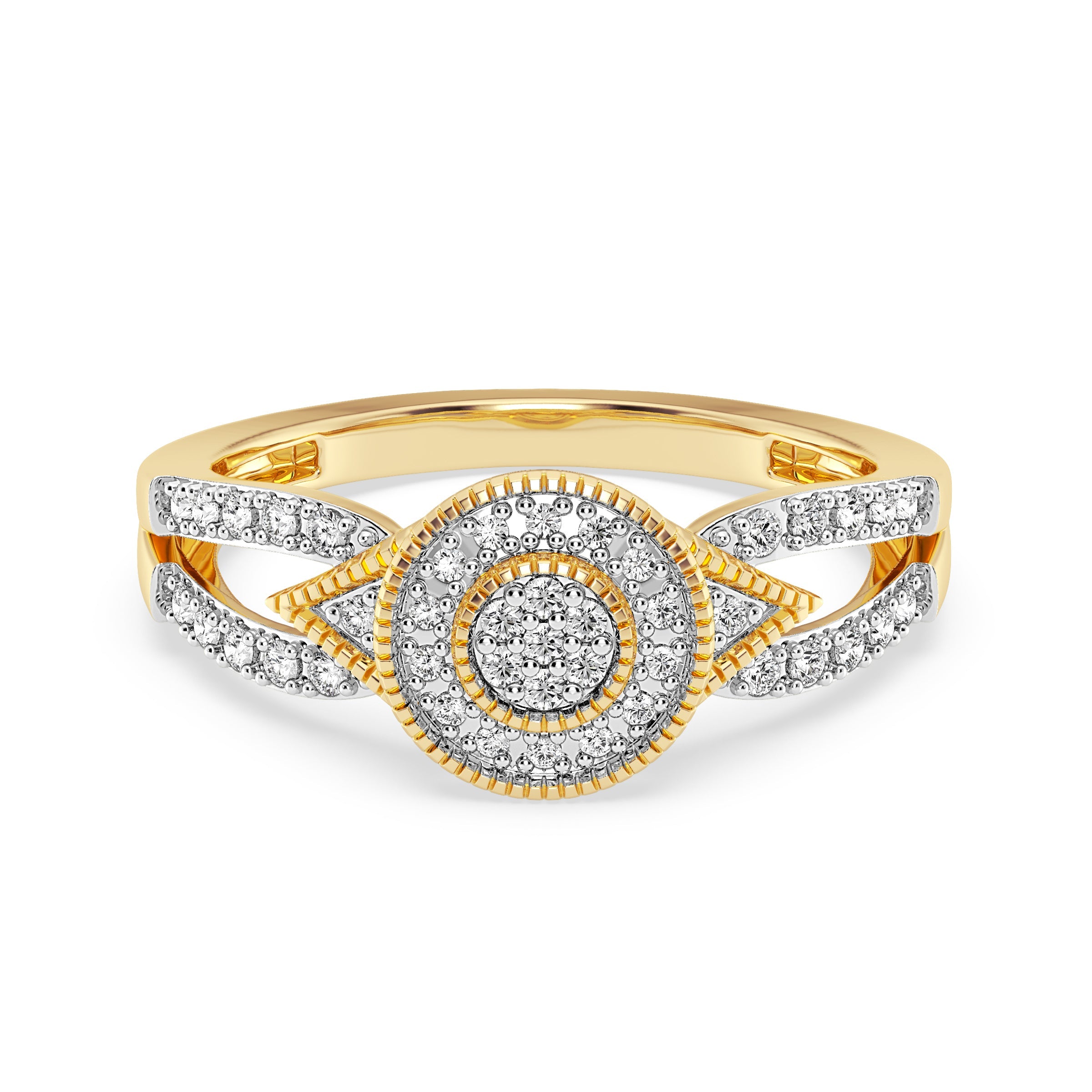 9ct Yellow Gold Ladies Diamond Cluster Engagement Ring - 633JWR - YG The_Diamond_box_South_Africa