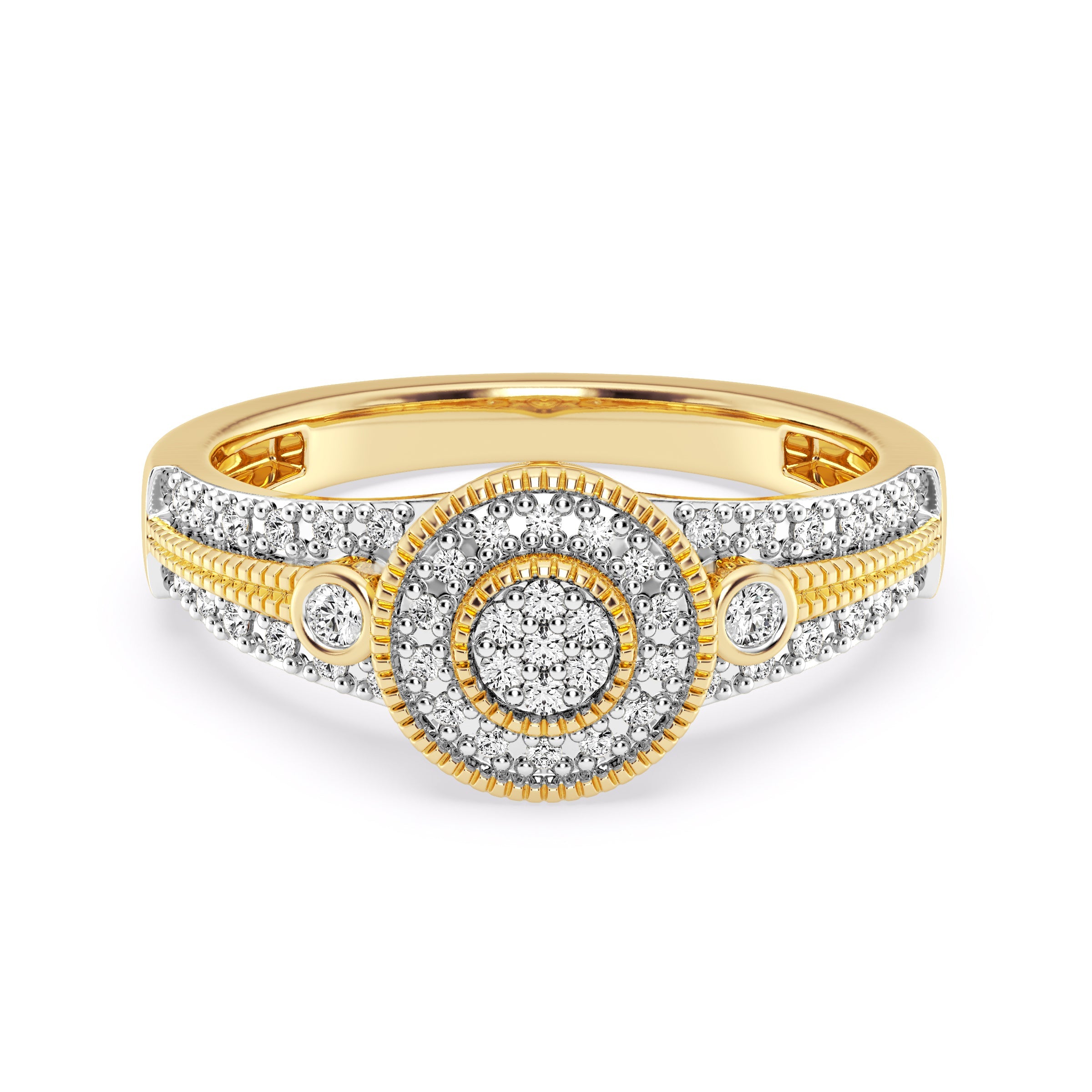 9ct Yellow Gold Ladies Diamond Cluster Engagement Ring - 639JWR - YG The_Diamond_box_South_Africa