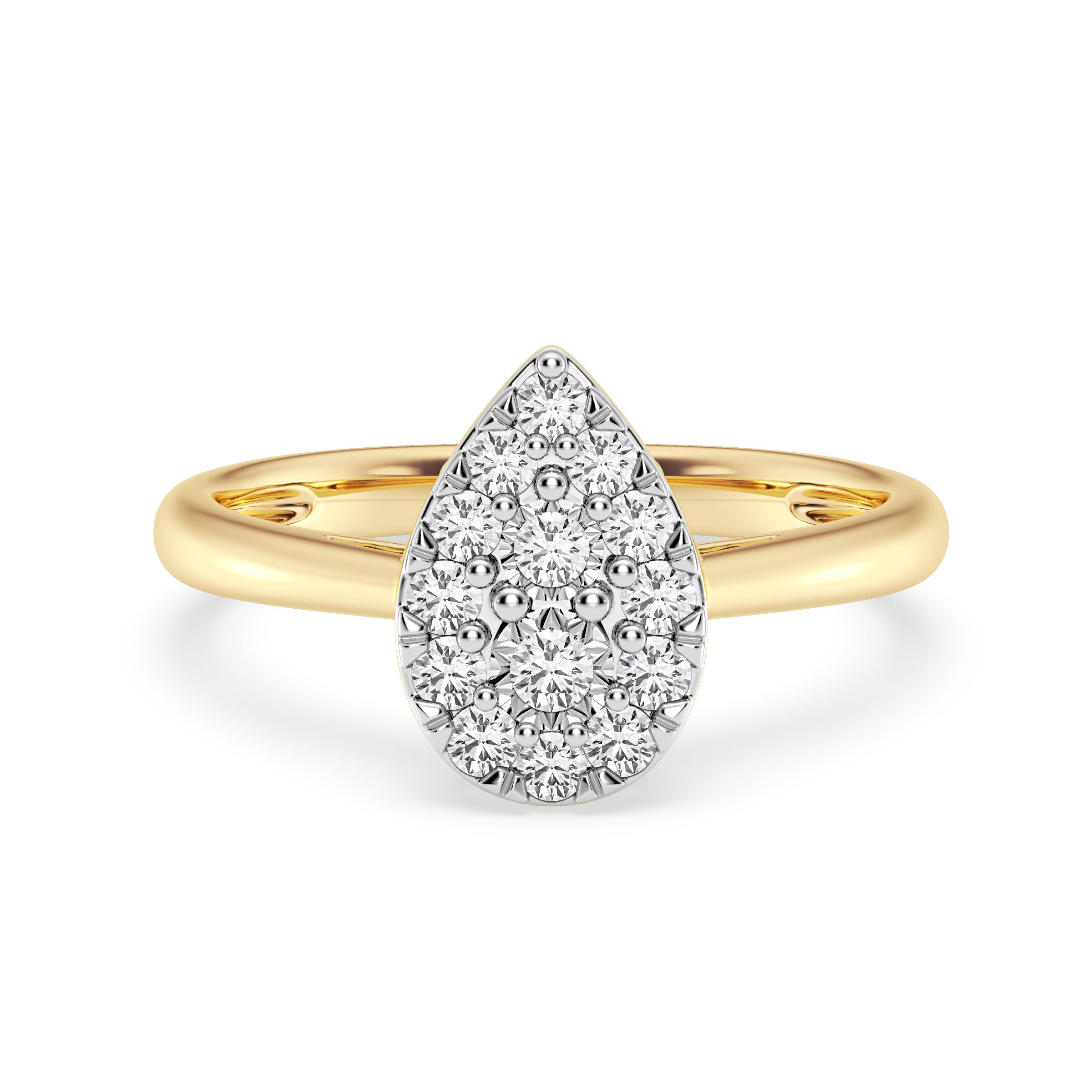 9ct Yellow Gold Ladies Diamond Cluster Engagement Ring - 598JWR - YG The_Diamond_box_South_Africa