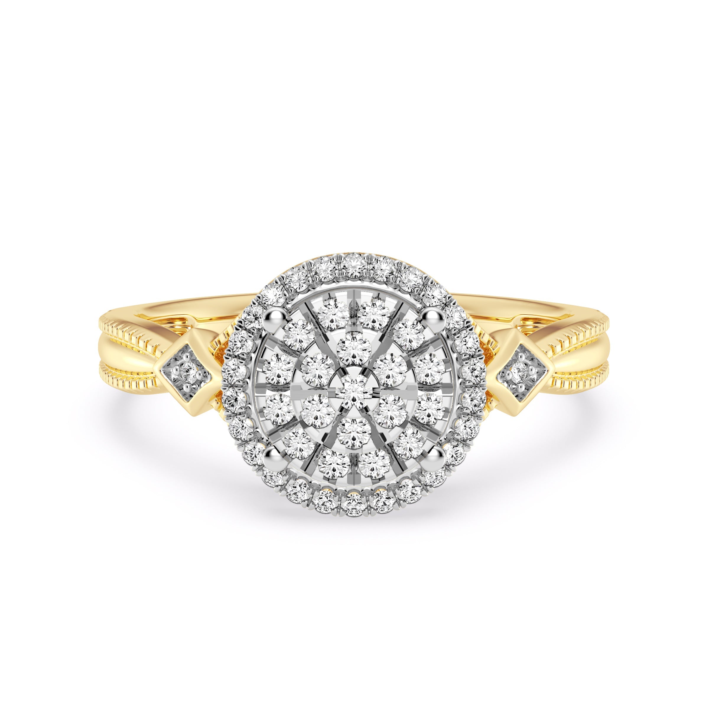 9ct Yellow Gold Ladies Diamond Cluster Engagement Ring - 560JWR - YG The_Diamond_box_South_Africa