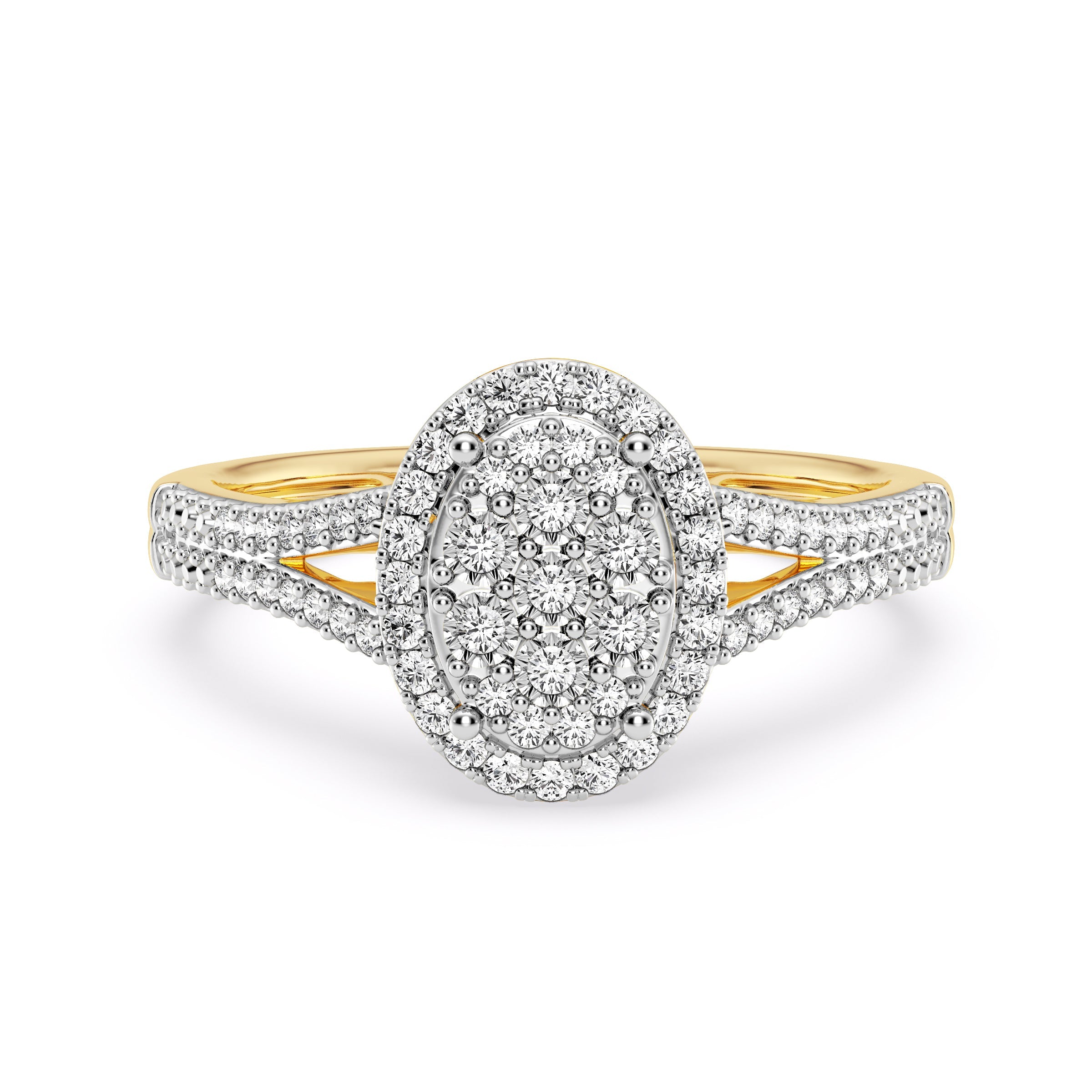 9ct Yellow Gold Ladies Diamond Cluster Engagement Ring - 568JWR - YG The_Diamond_box_South_Africa