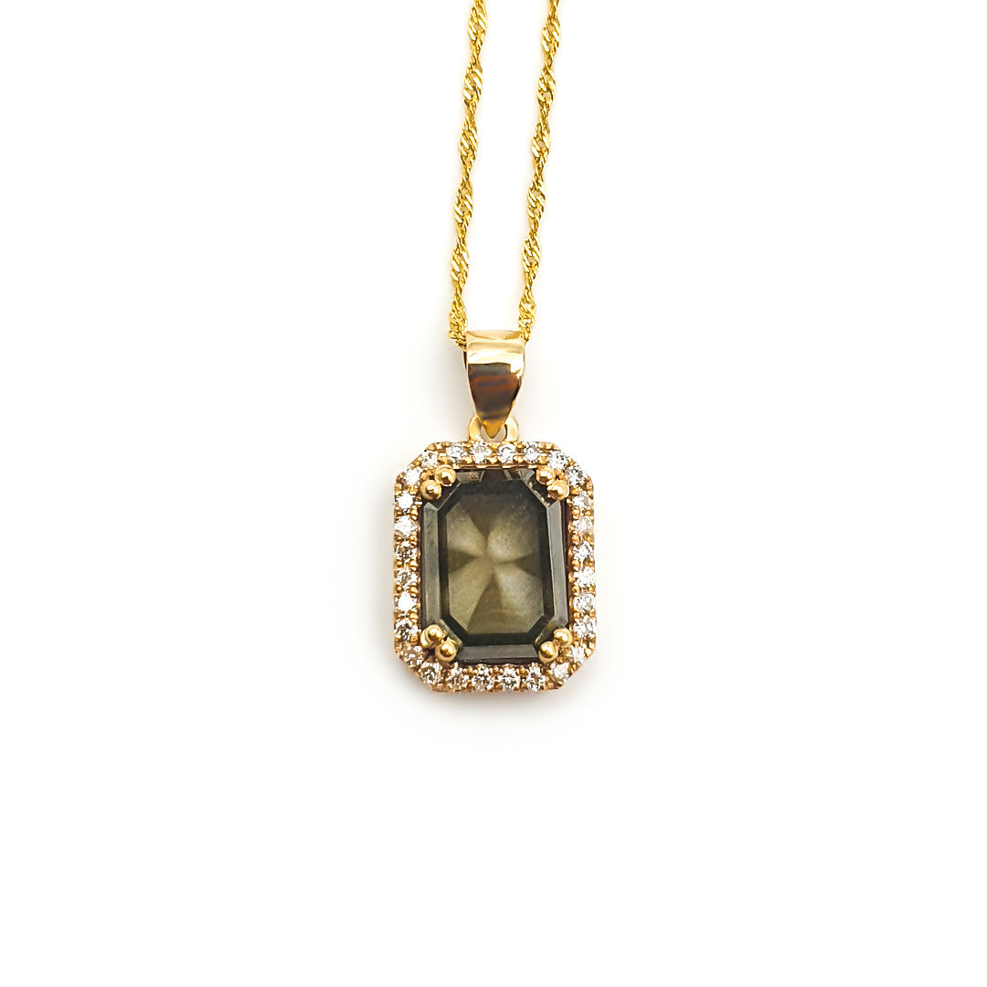9ct Yellow Gold Ladies Diamond Slice Halo Pendant The_Diamond_box_South_Africa