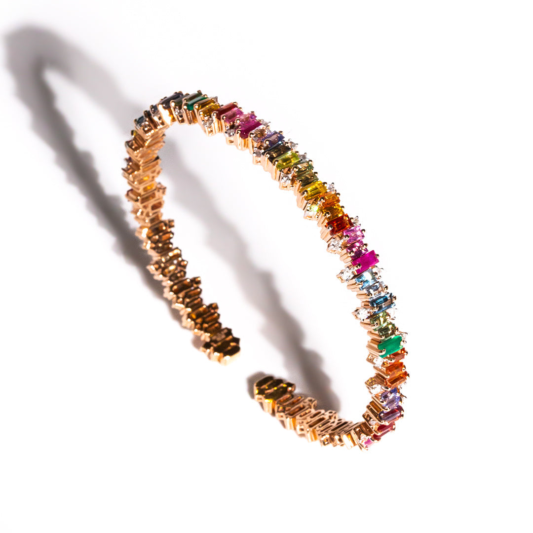 9ct Rose Gold Ladies Semi-Precious and Diamond Bangle The_Diamond_box_South_Africa