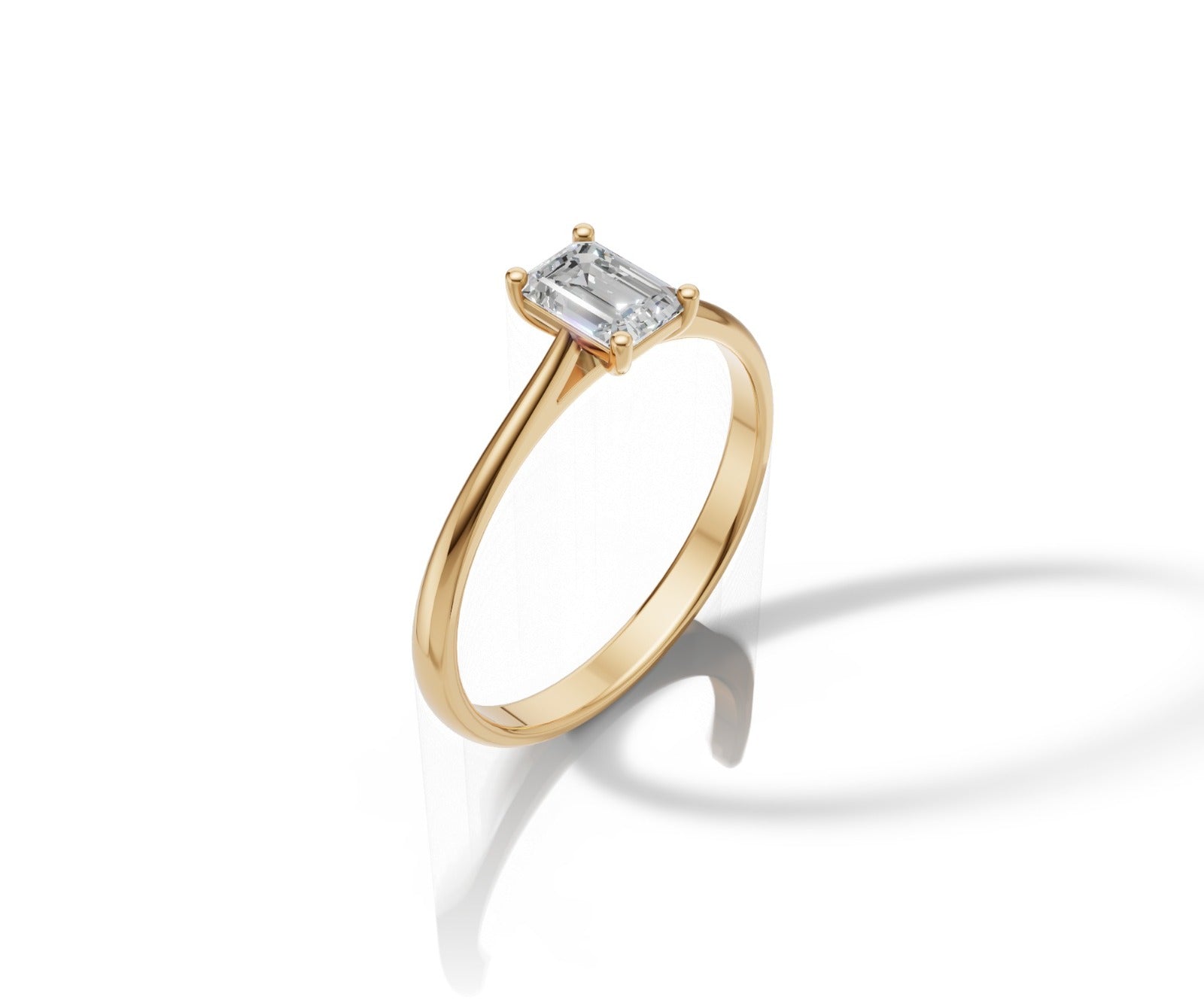 9ct Emerald Cut 1ct Lab Grown Diamond Engagement Ring