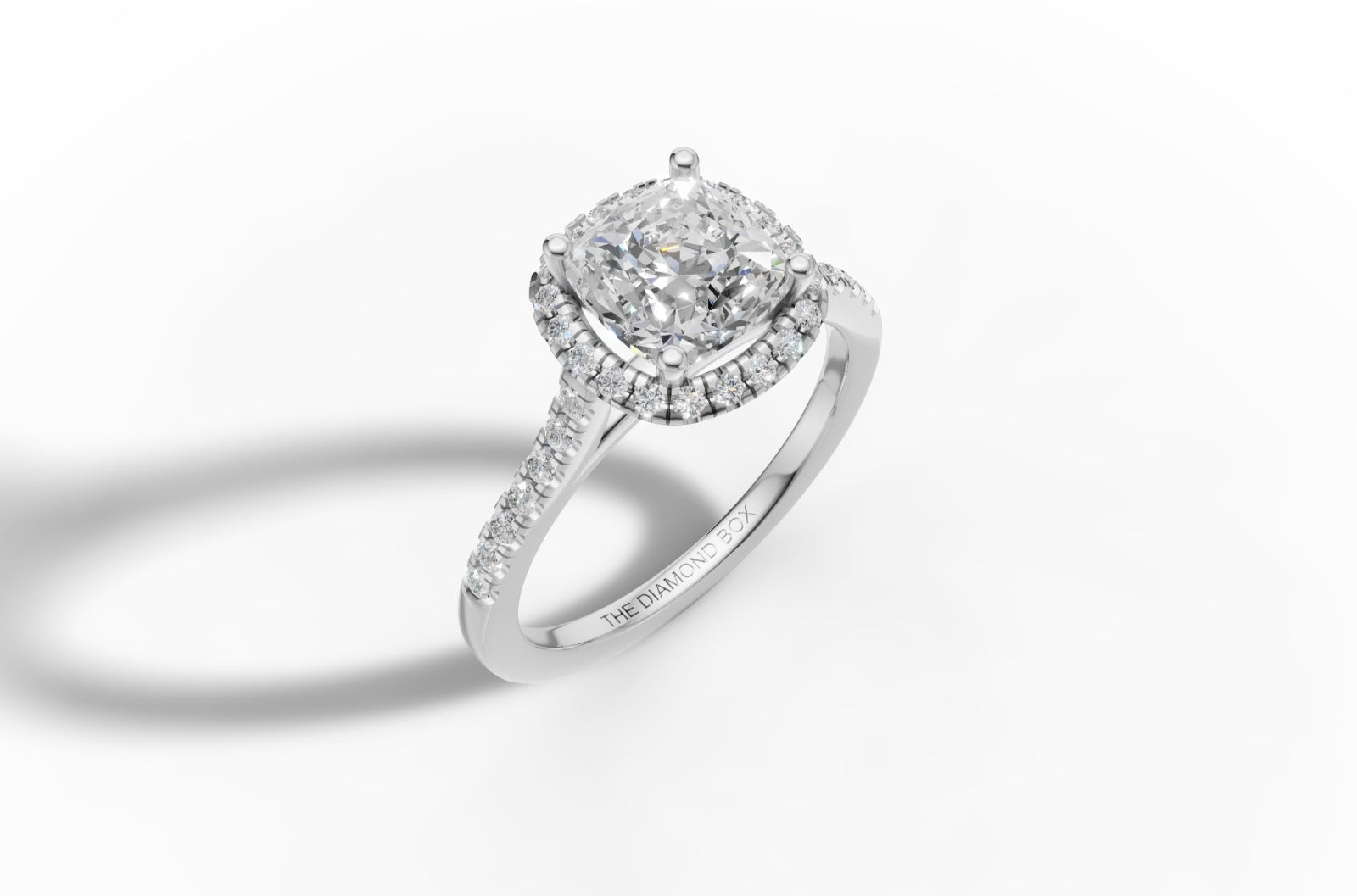 9ct White gold Lab grown  Diamond  cushion cut Halo engagement ring - 1.00ct
