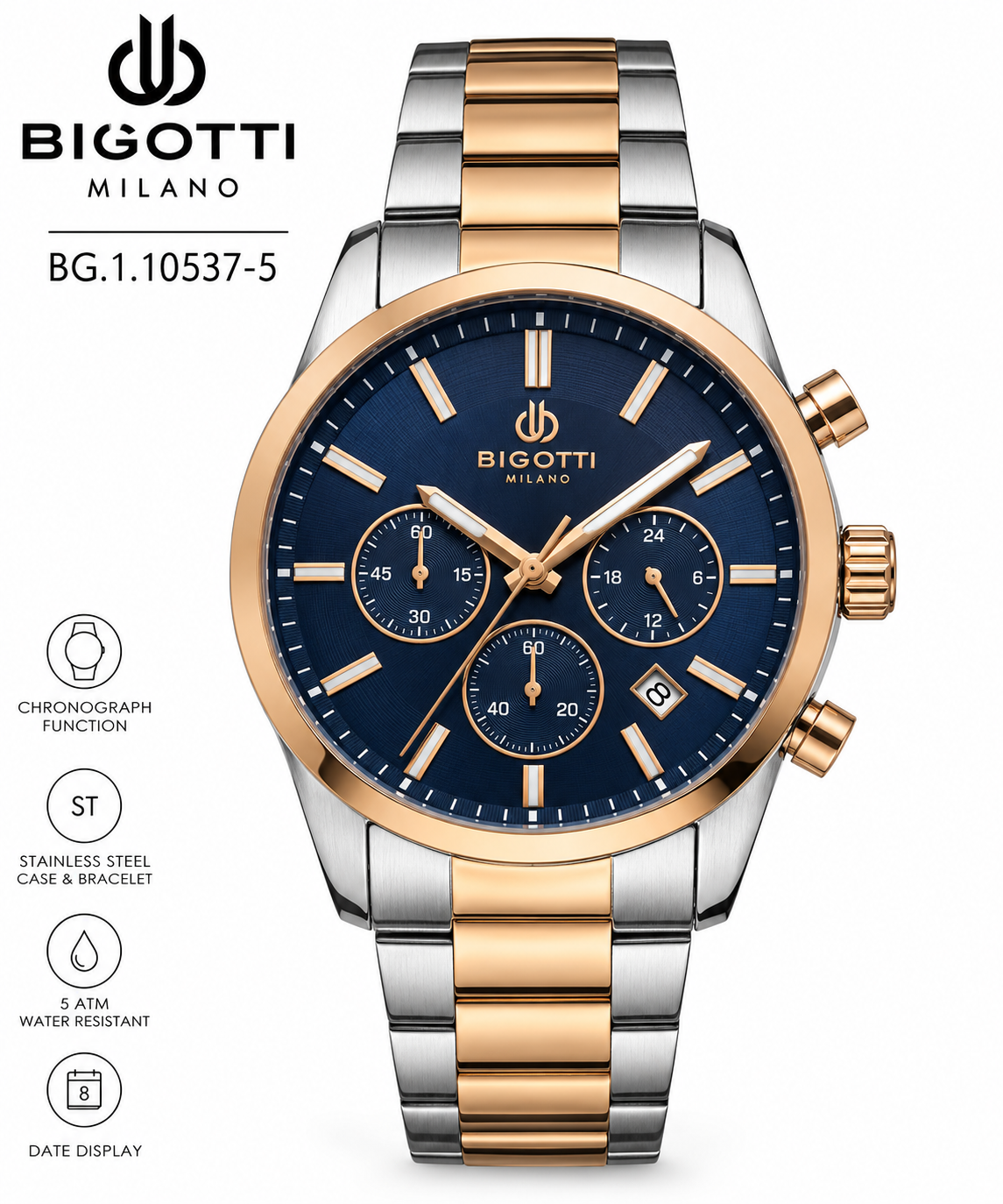 Bigotti Quotidiano Silver and Rose Gold - BG.1.10537-5