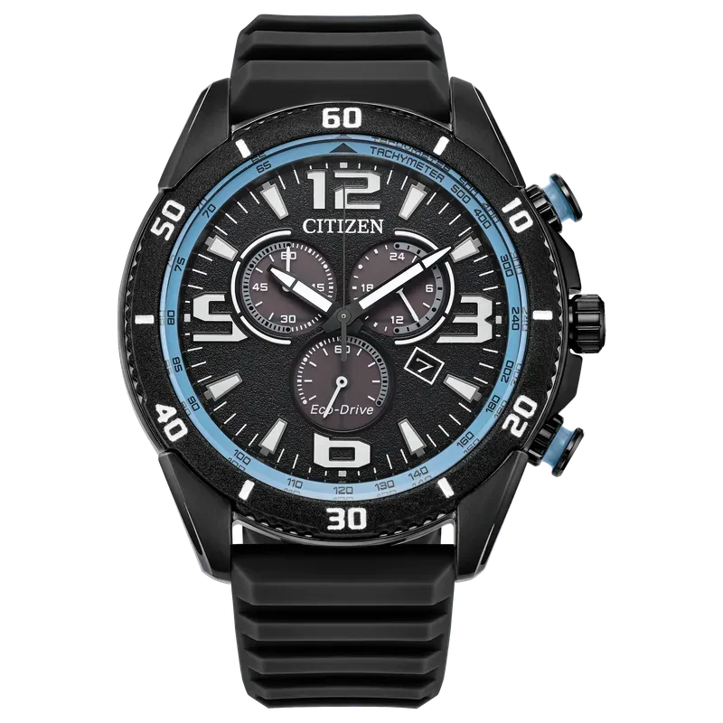 Citizen Brycen Men's Eco-Drive Chronograph Black Silicone Strap Watch