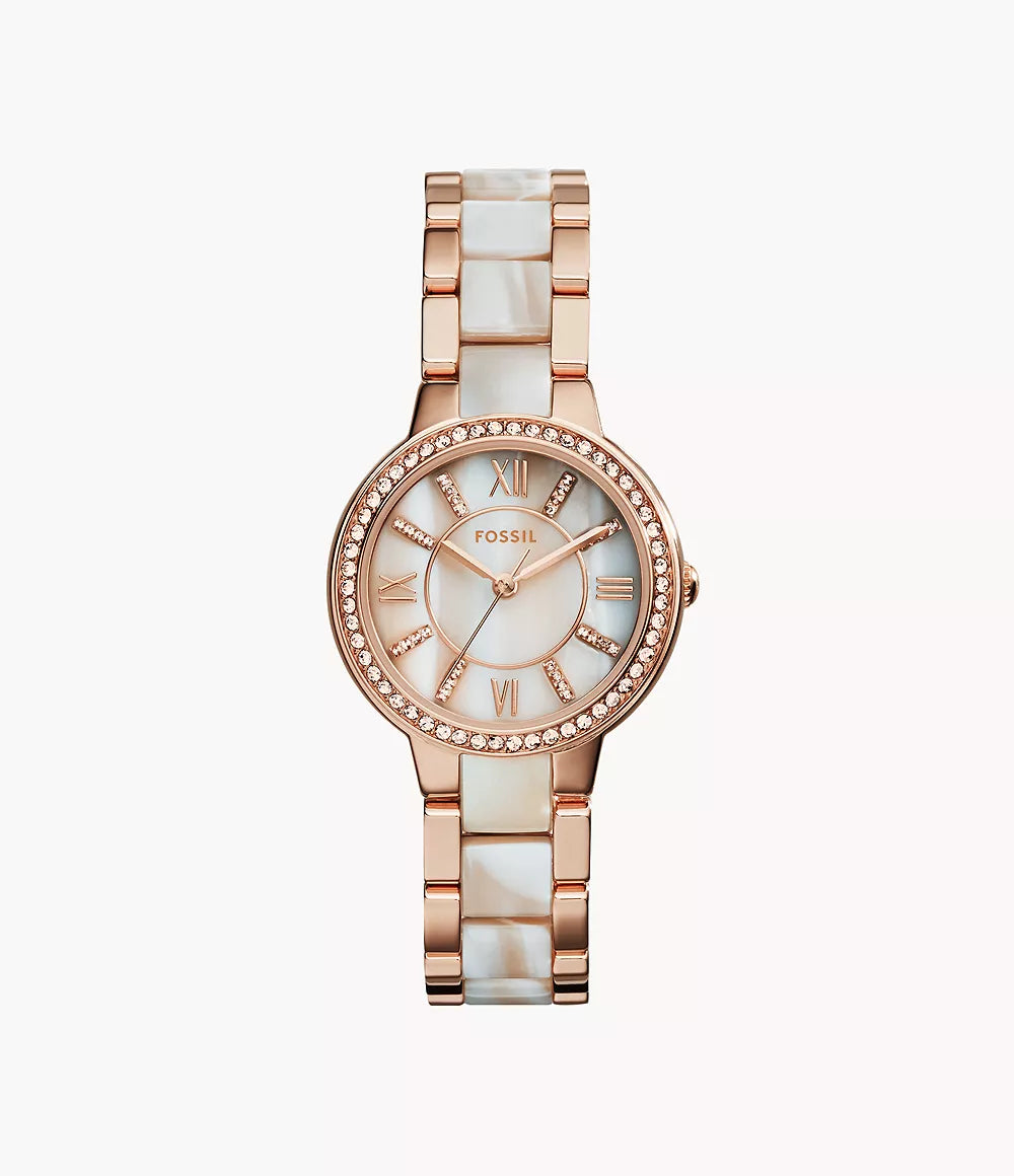 Fossil Virginia Rose Gold Women's Mother-of-Pearl Watch -  ES3716