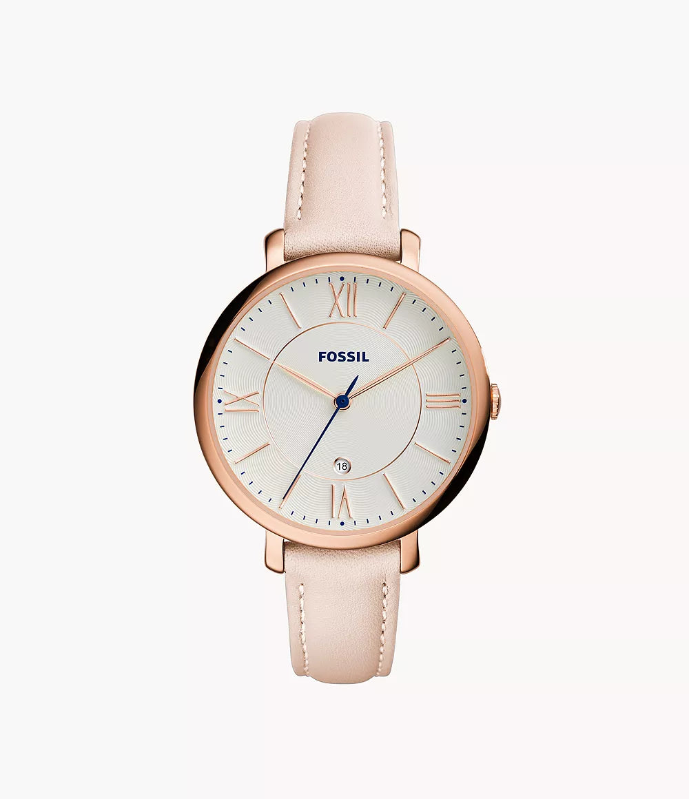 Fossil Jacqueline Rose Gold Women's Watch with Blush Leather Strap -  ES3988
