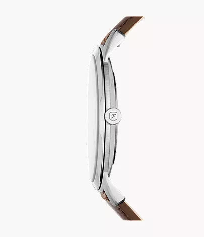 Fossil The Minimalist Men's Cream Dial Watch with Brown Leather Strap - FS5439