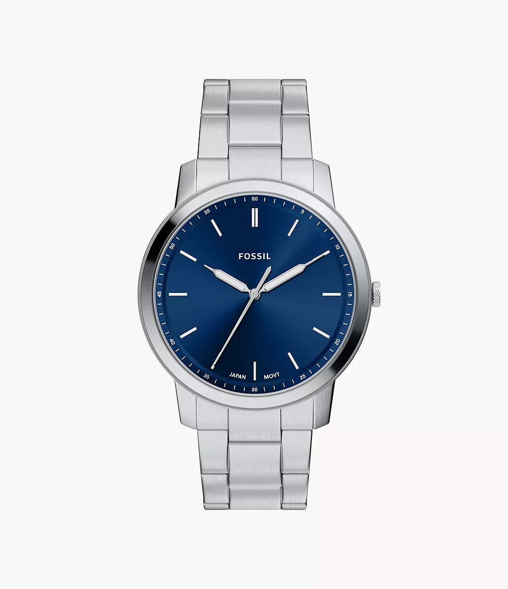 Fossil Minimalist Silver Quartz Stainless Steel Watch - FS6180