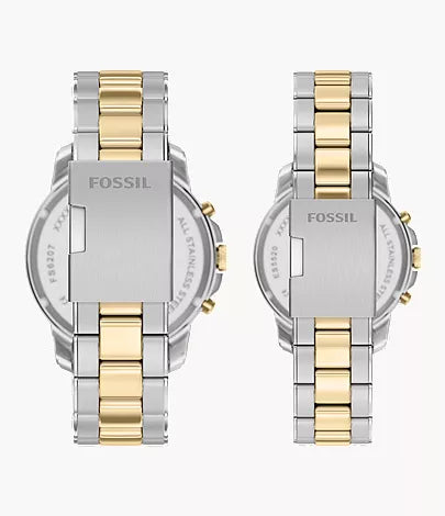 Fossil Grant Two-Tone Couple’s Chronograph Watch Set -  FS6202SET