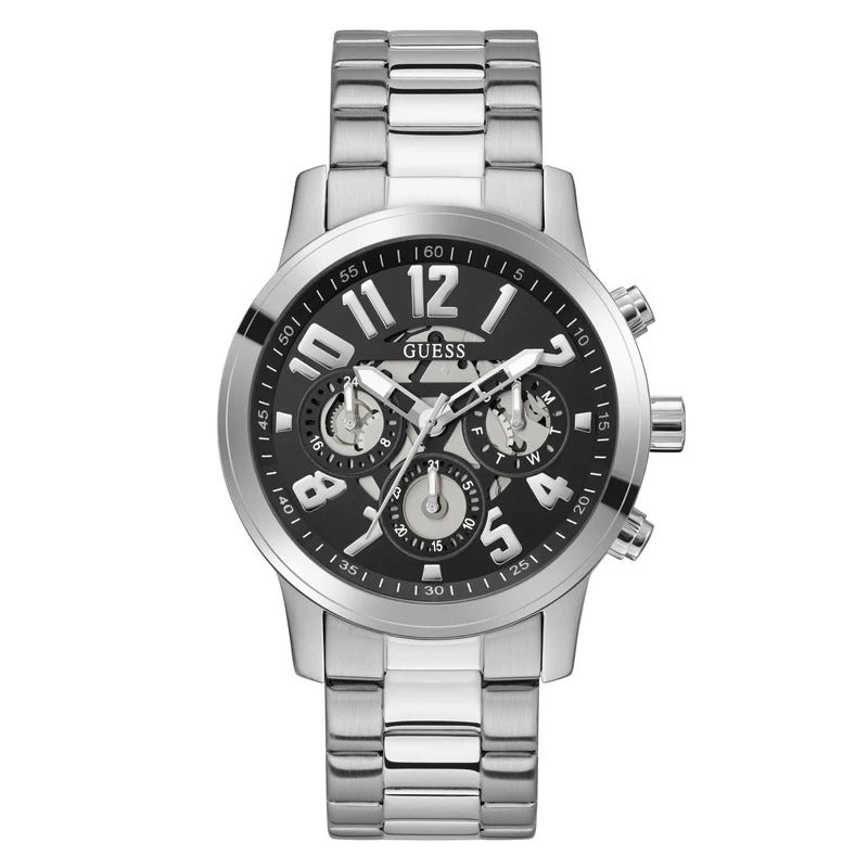 Guess Mens Parker Silver Tone Multi-function Watch -  GW0627G1