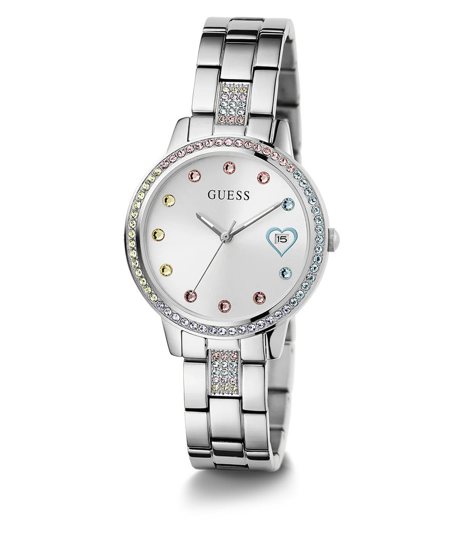 GUESS Ladies Silver Tone Date Watch -  GW0657L1
