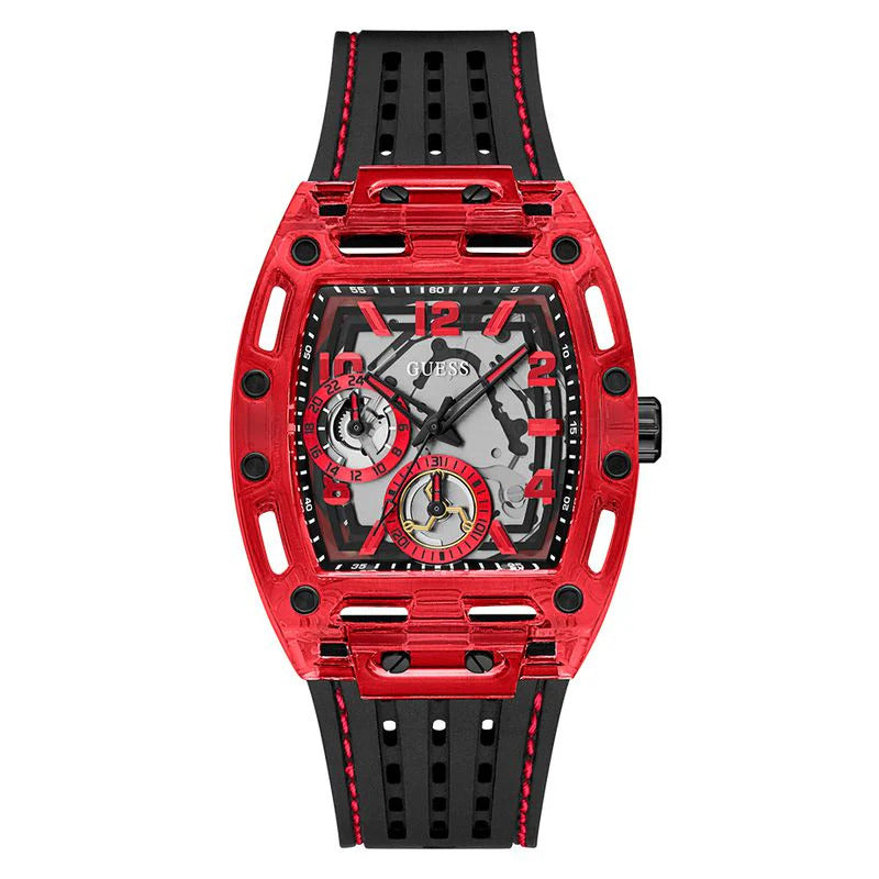 GUESS Mens Black Red Multi-function Watch - GW0499G4