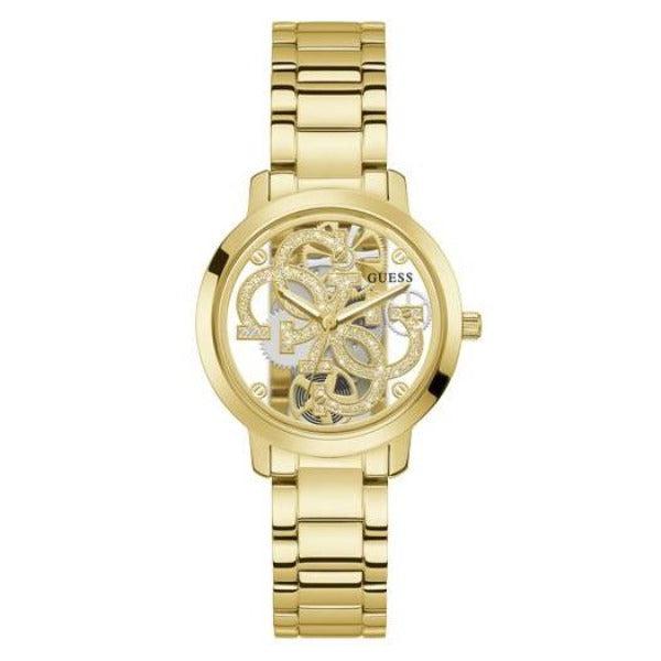 Guess Quattro Clear Gold Tone Analog Ladies Watch - GW0300L2