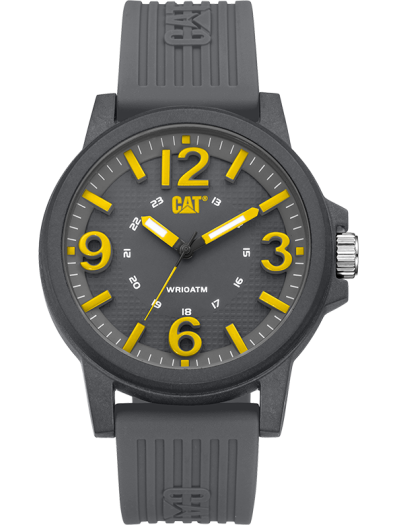 CAT Groovy Men's Grey and Yellow Watch with Grey Silicone Strap -  LF.111.25.537