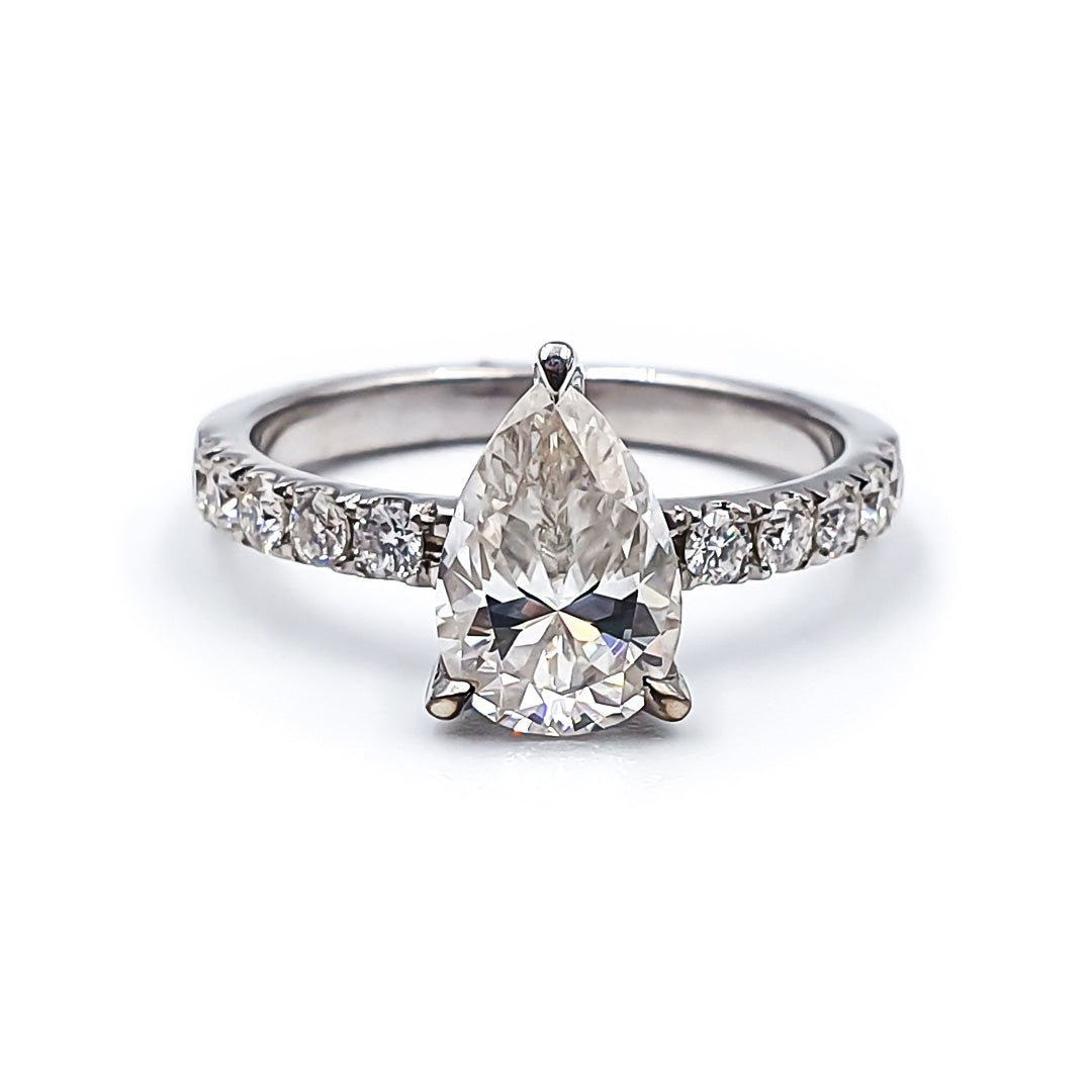 9ct White Gold Ladies 1,50ct Pear Moissanite accented Engagement Ring The_Diamond_box_South_Africa