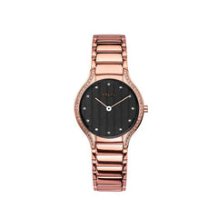 Obaku Acacie - Merlot Black Dial Rose Gold Lds Watch V276LEVBSV