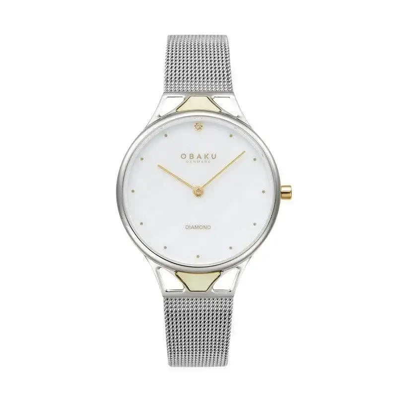 Obaku Pergament Quartz Diamond White  Ladies Watch -  V302LXCWMC