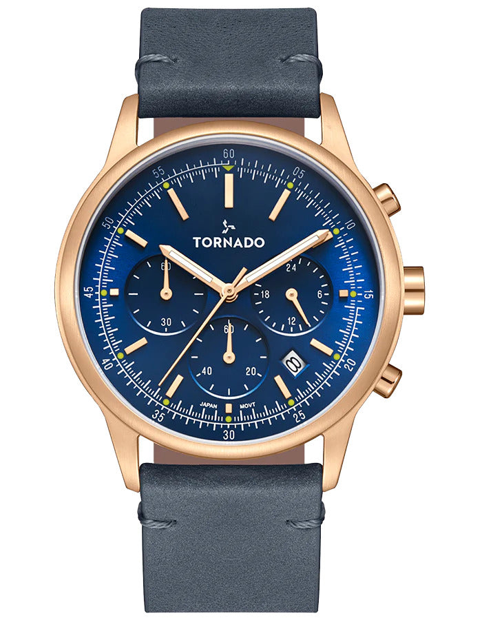 Tornado Classic Men's Multi Function Blue Dial Watch -T24108-RLNN