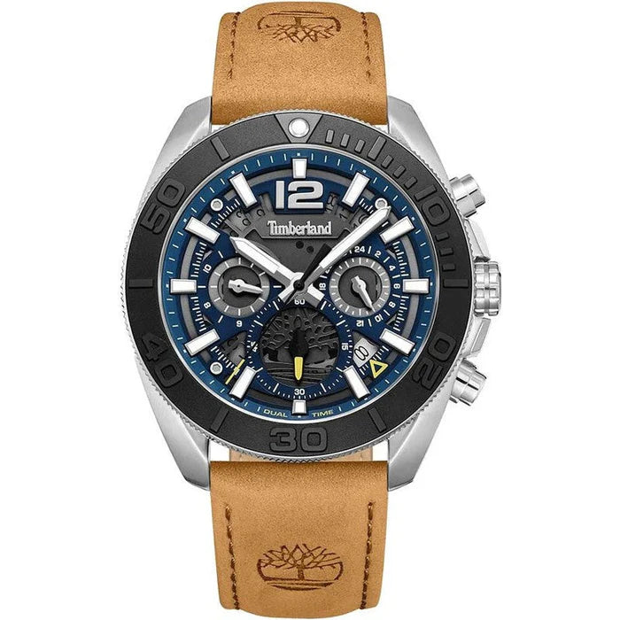 Timberland Marshfield 3 Hands Chronograph Brown Leather Strap Watch - TDWGF0041701