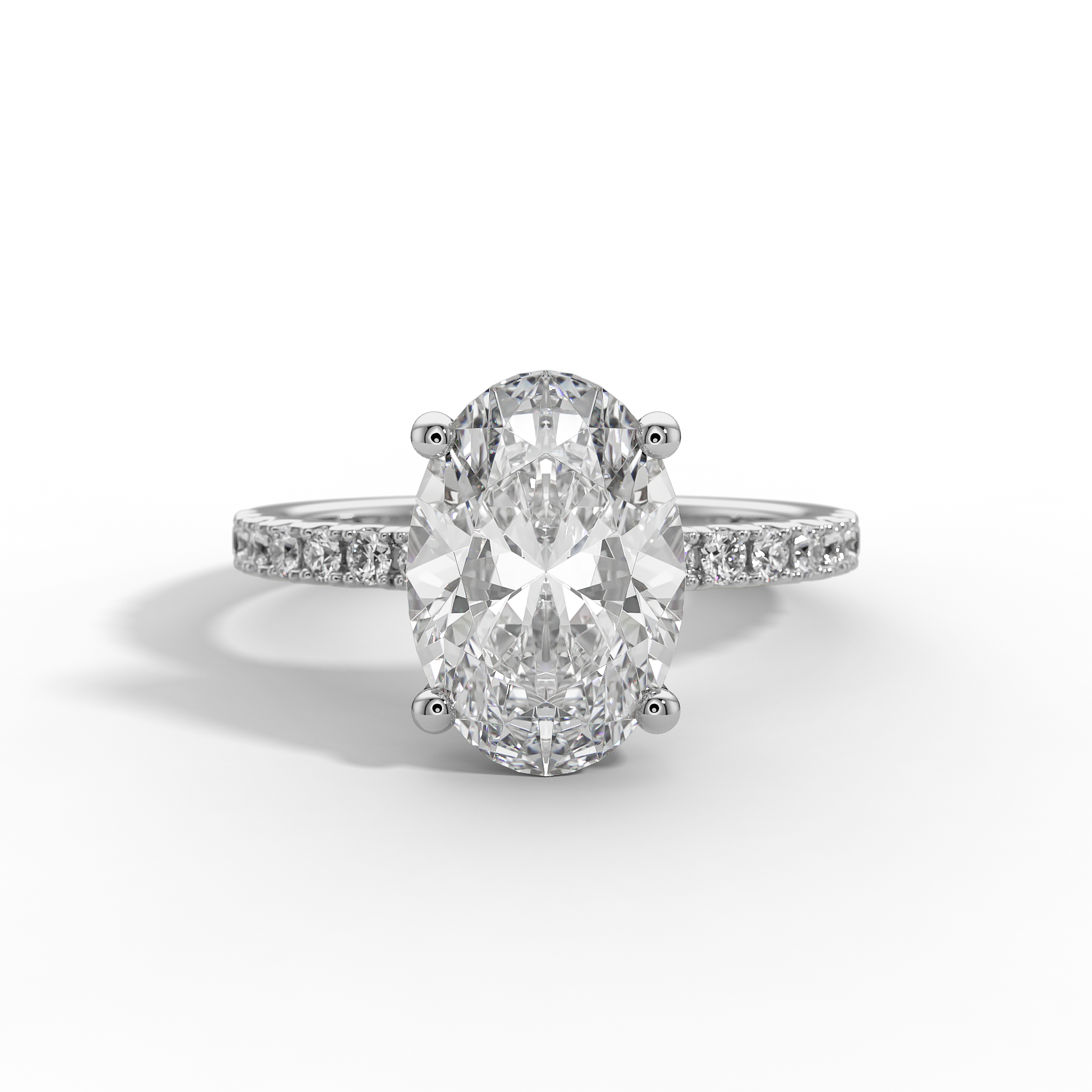 9ct White Gold Lab Grown Diamond Engagement Ring - 2ct Oval accented