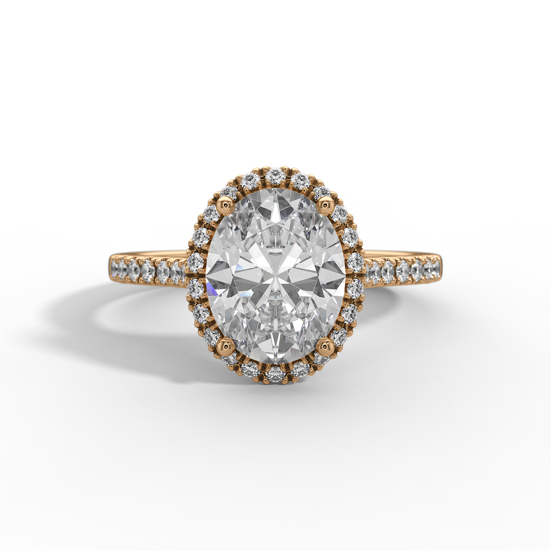 9ct  White Gold  Lab Grown Engagement Ring - 2ct Oval Halo