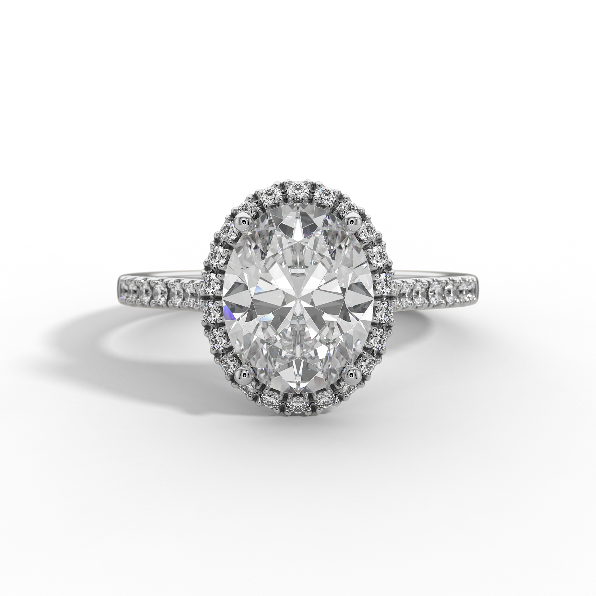 9ct  White Gold  Lab Grown Engagement Ring - 2ct Oval Halo