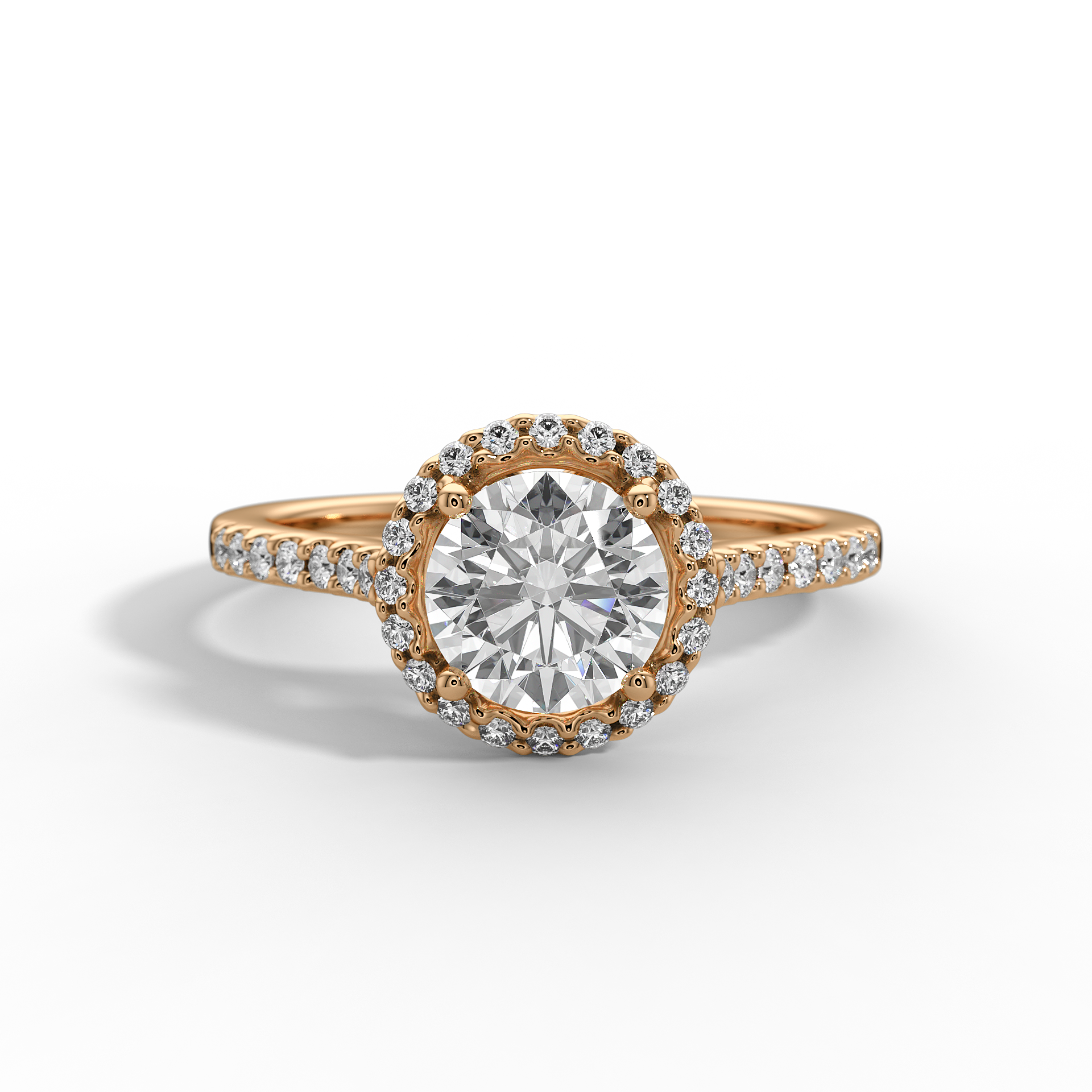 9ct White Gold  Lab Grown Engagement Ring - Round Halo 1ct